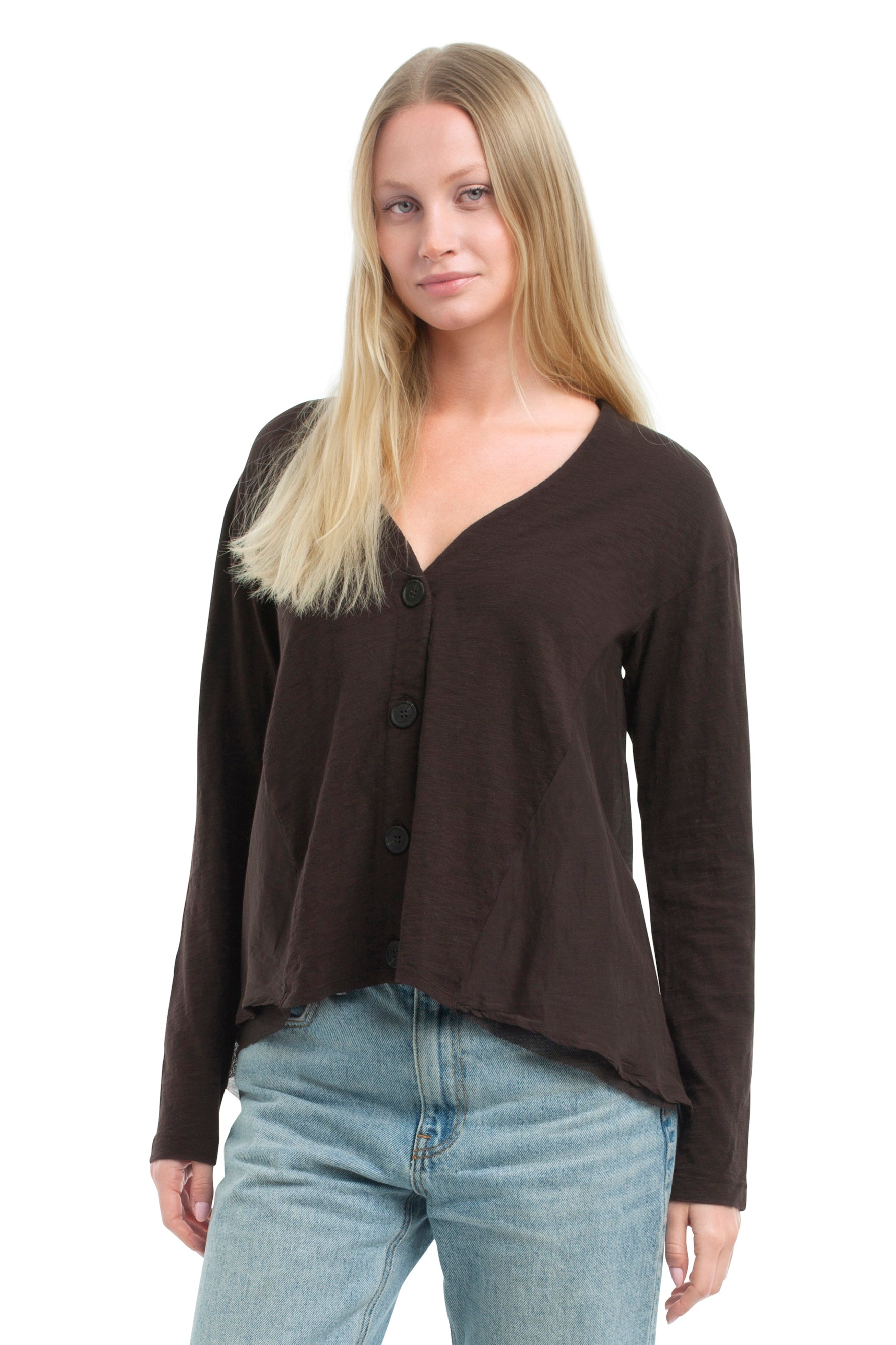 Button Front Mixed Cardigan