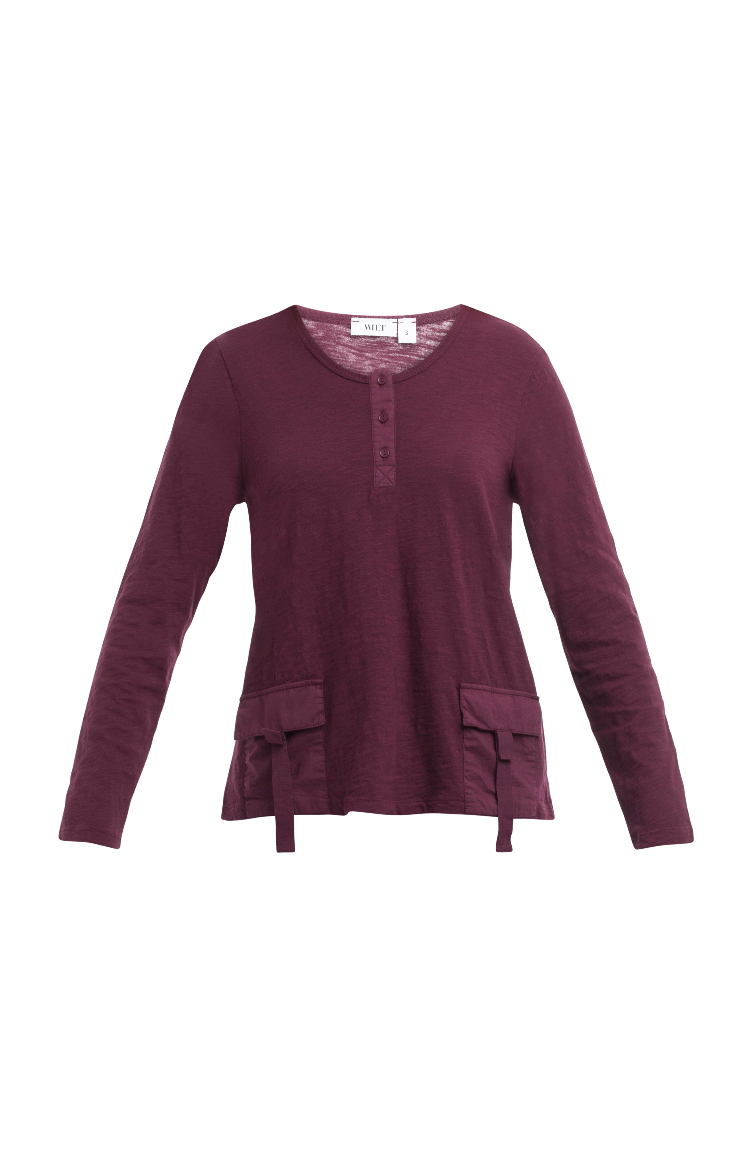 U Neck Button Placket Tee
