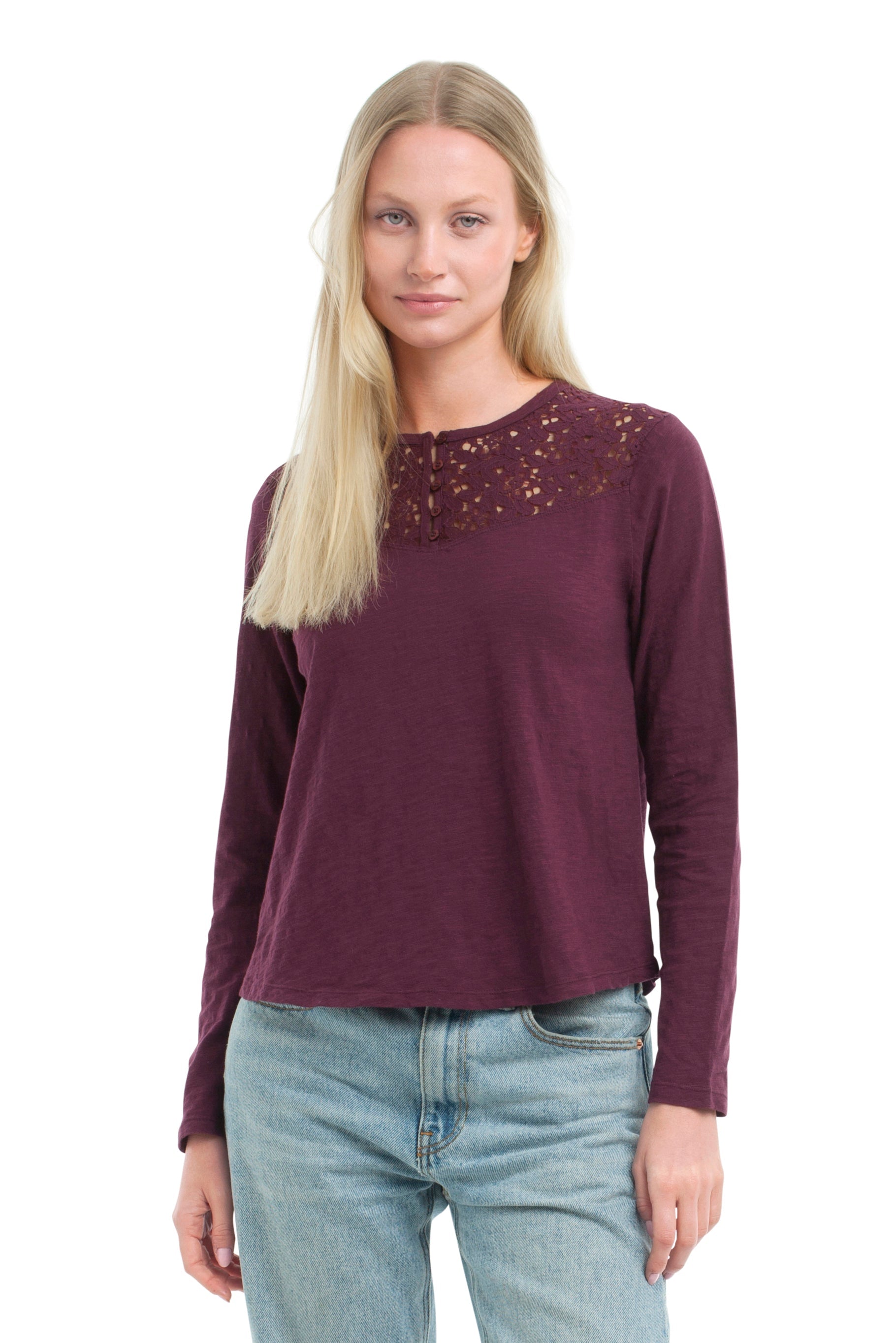 Lace Yoke Henley Tee