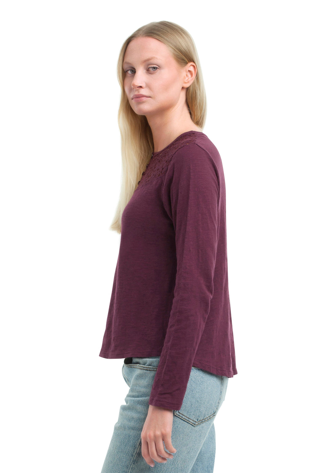 Lace Yoke Henley Tee