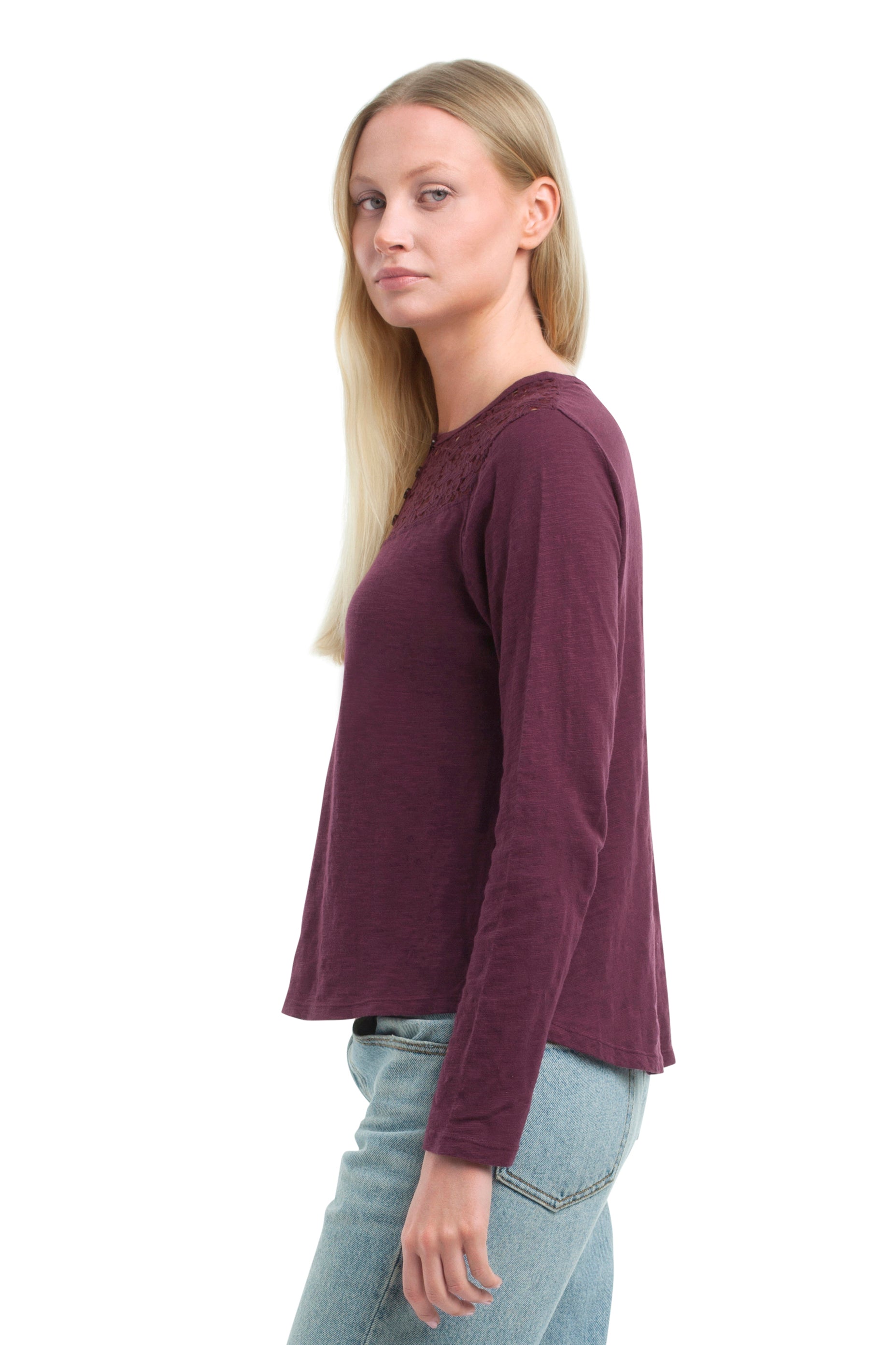 Lace Yoke Henley Tee