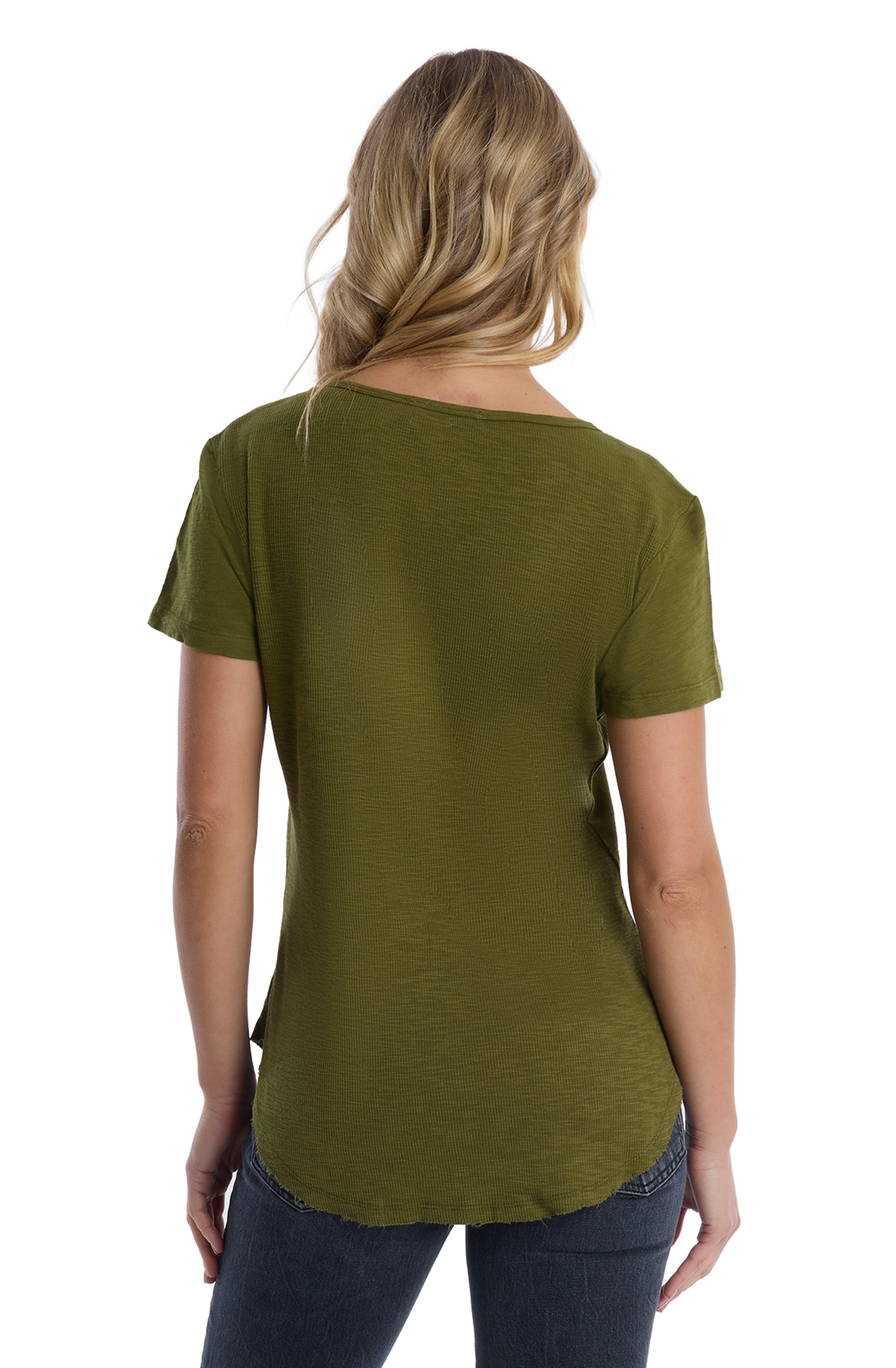 V-neck henley short sleeve