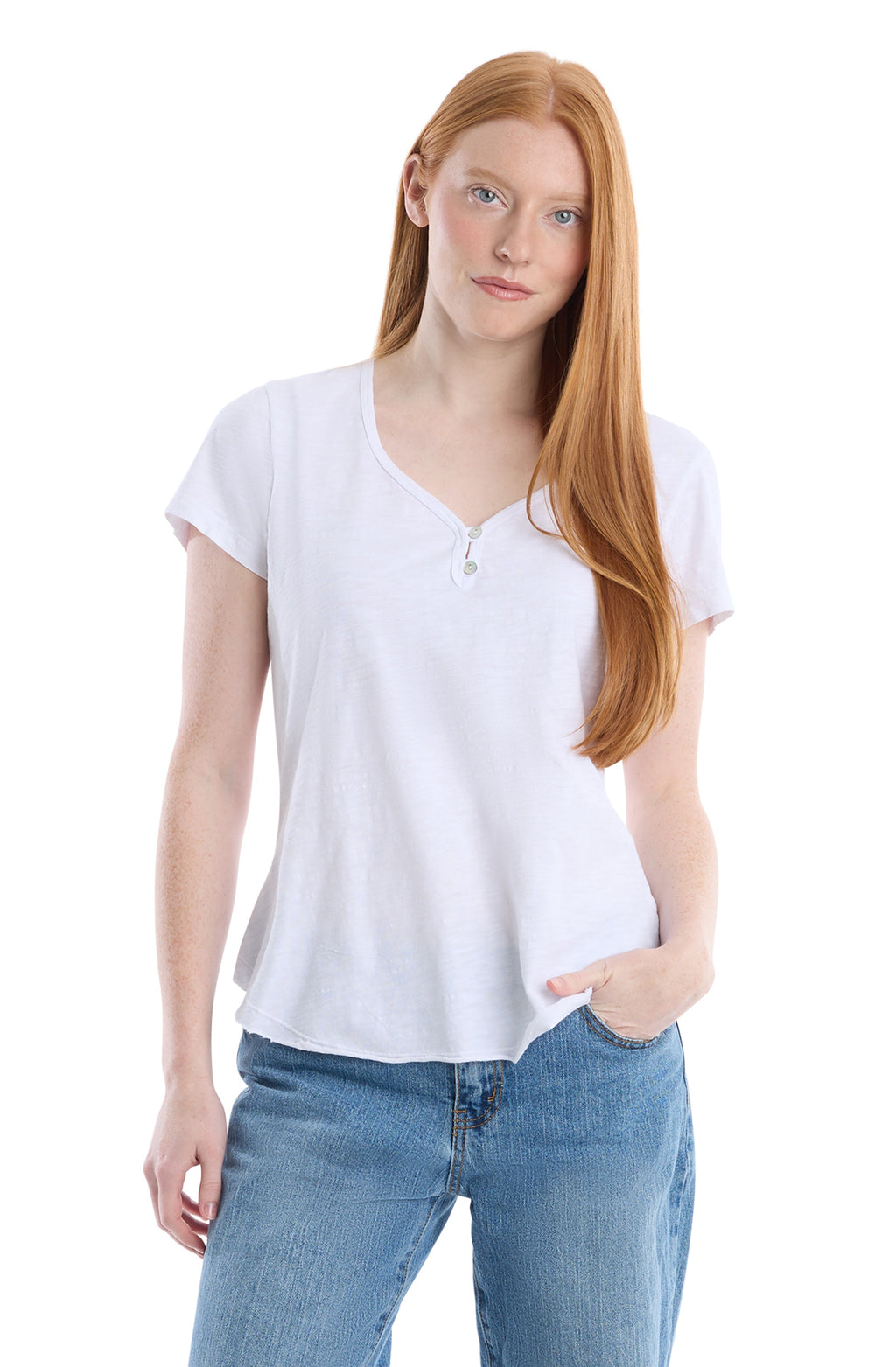 V-neck henley short sleeve
