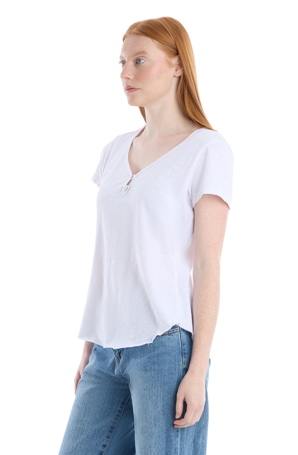 V-neck henley short sleeve