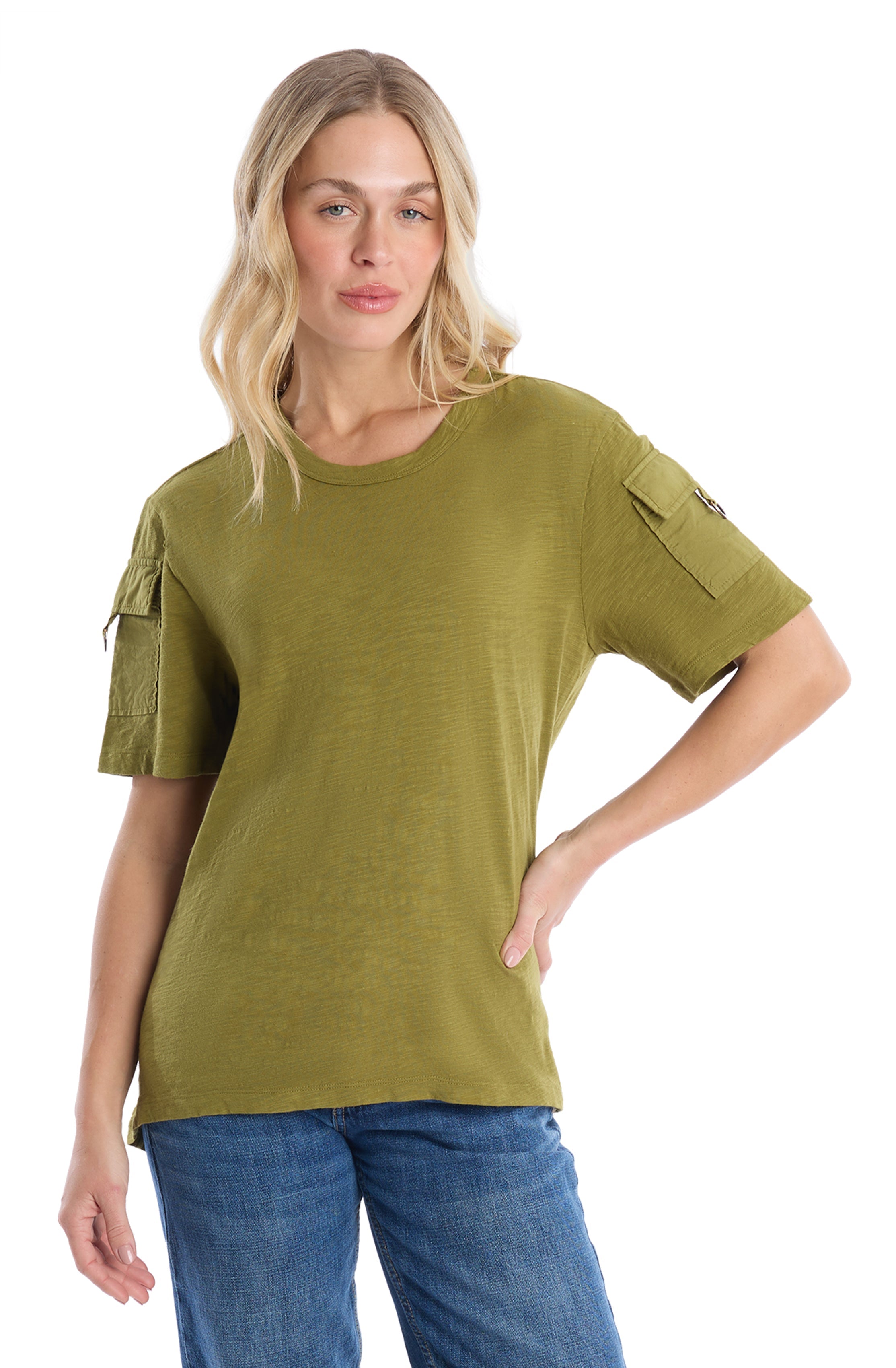 Round neck short sleeve hi-lo
