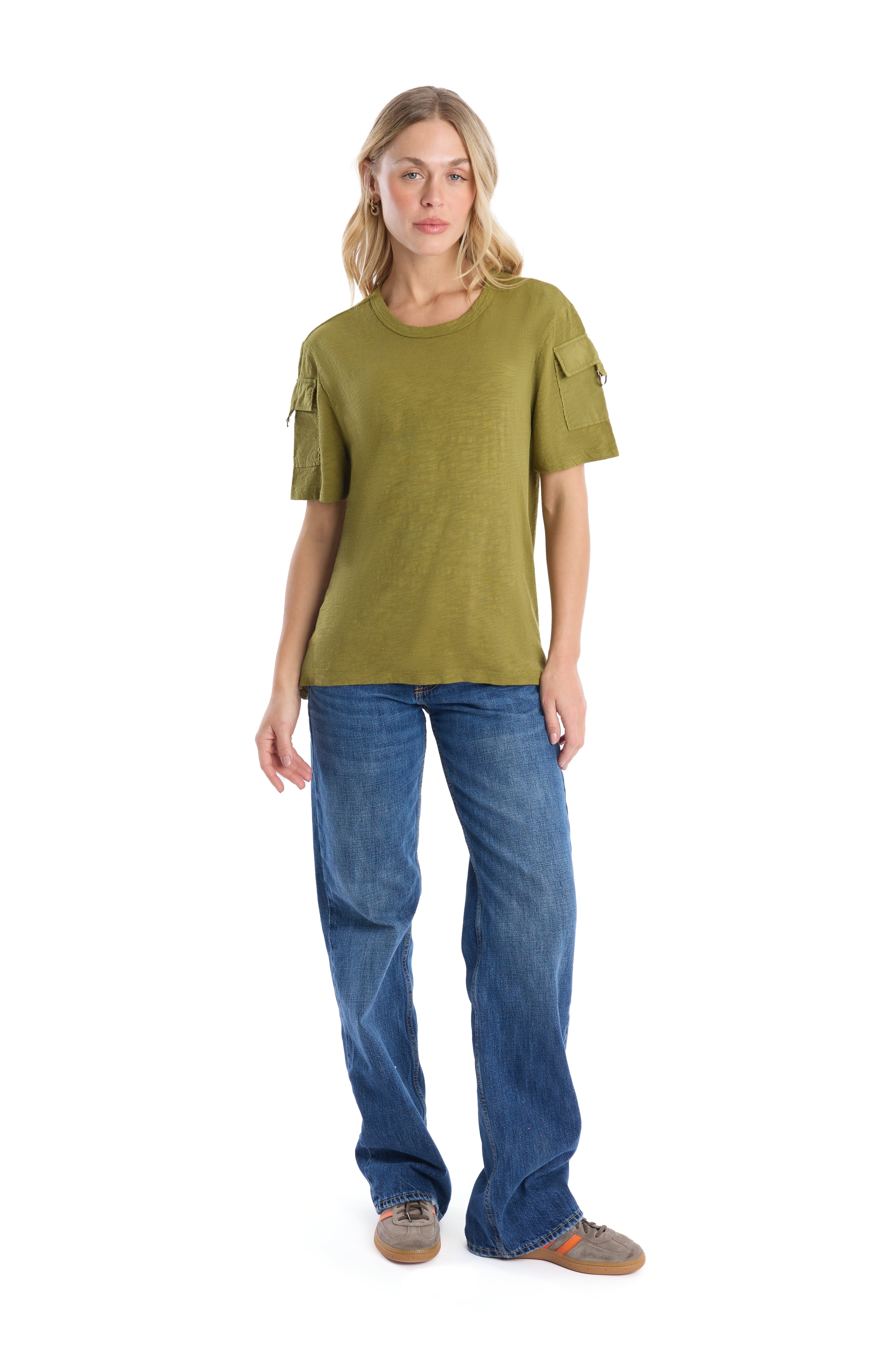 Round neck short sleeve hi-lo