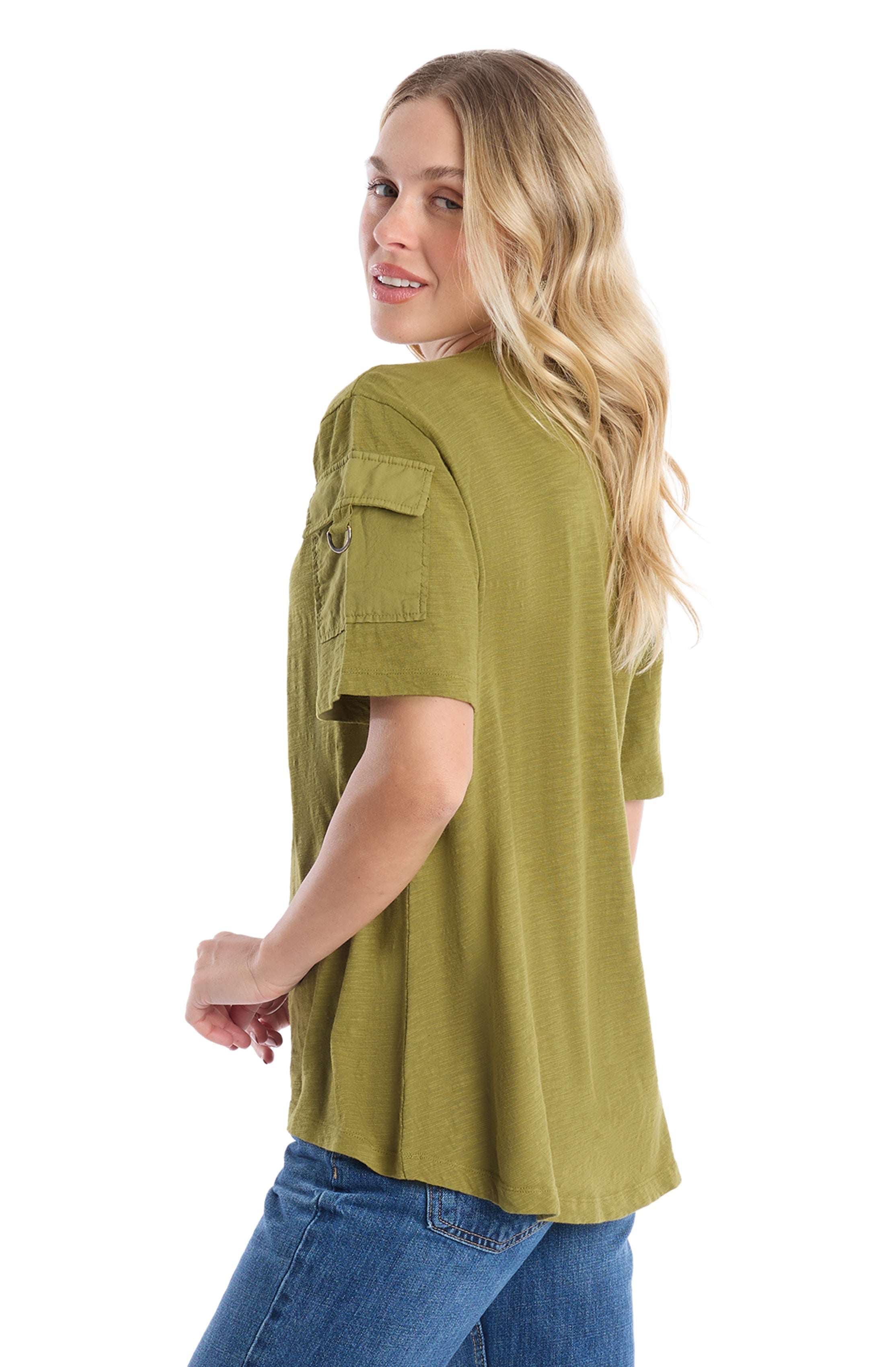Round neck short sleeve hi-lo