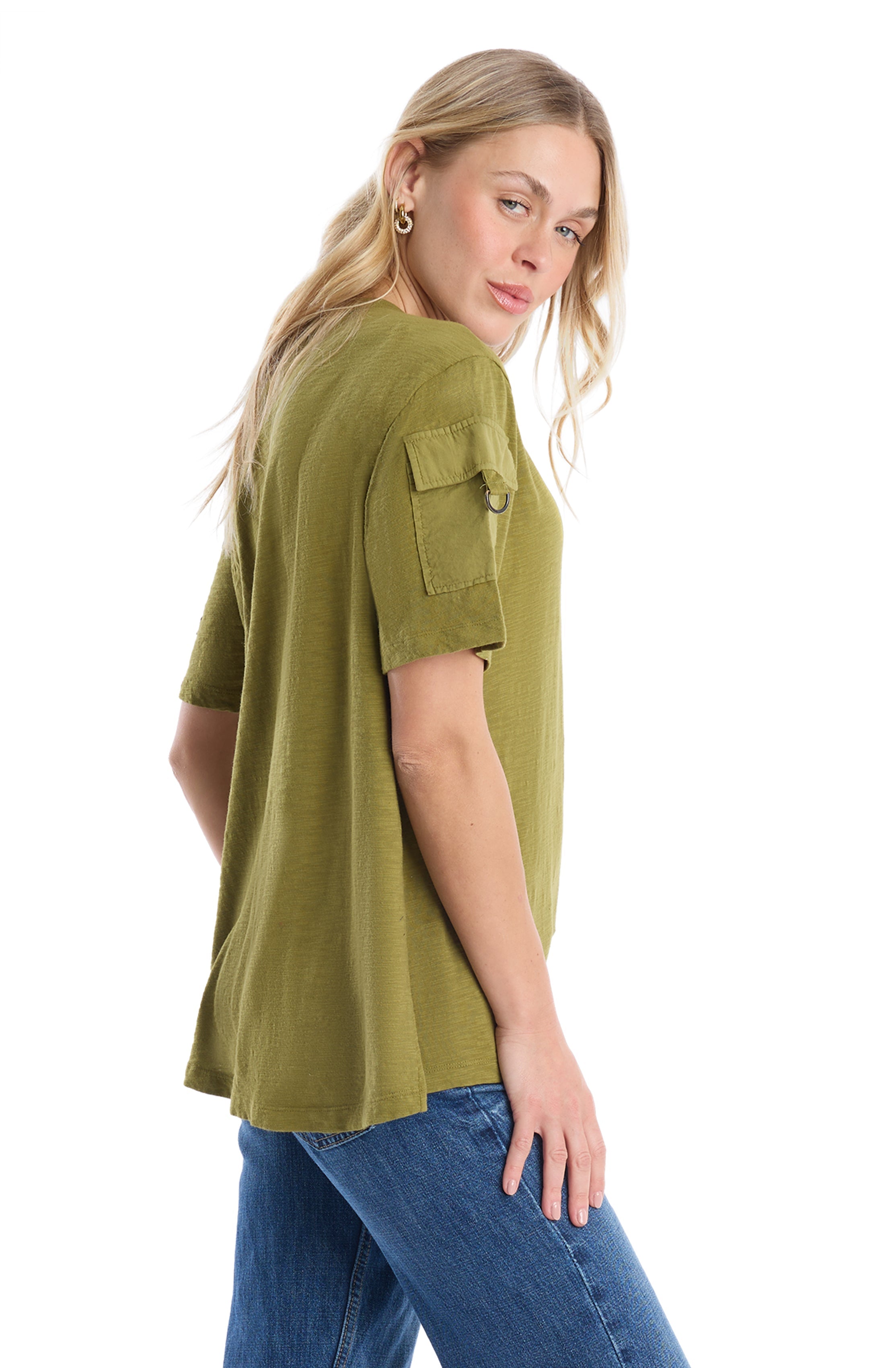 Round neck short sleeve hi-lo
