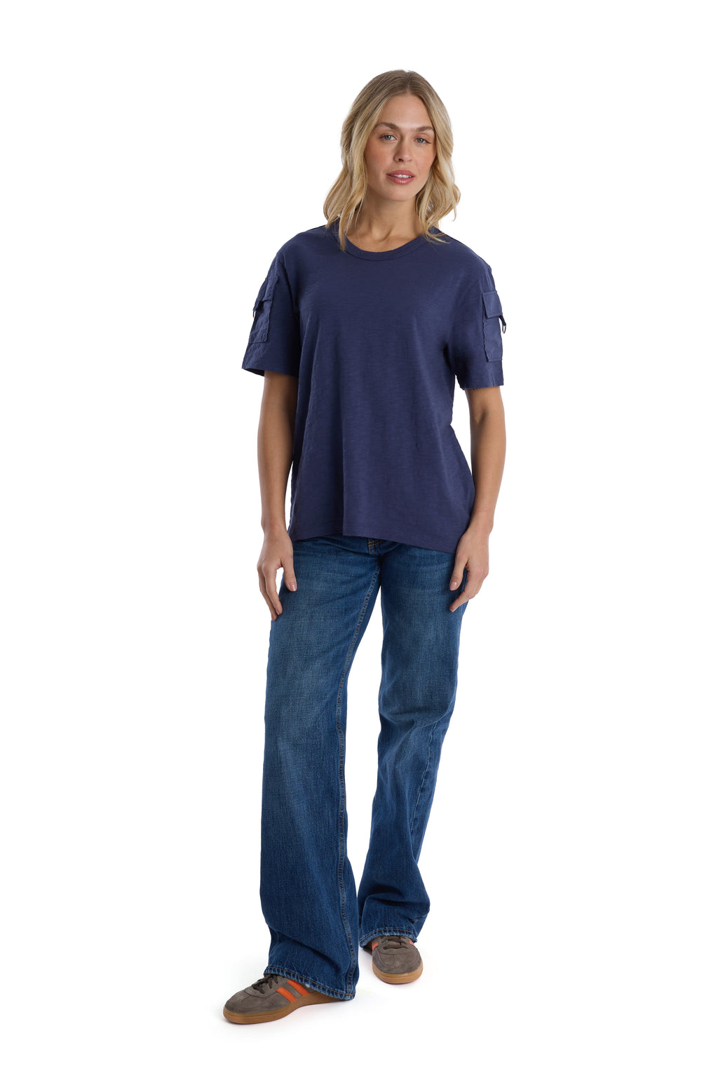 Round neck short sleeve hi-lo