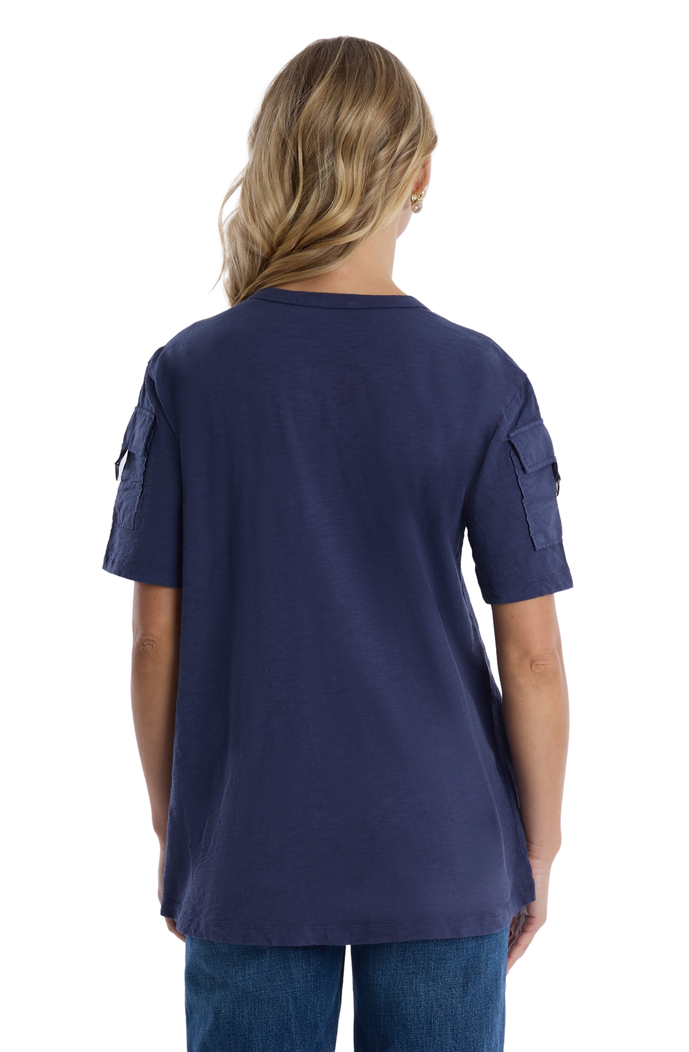 Round neck short sleeve hi-lo