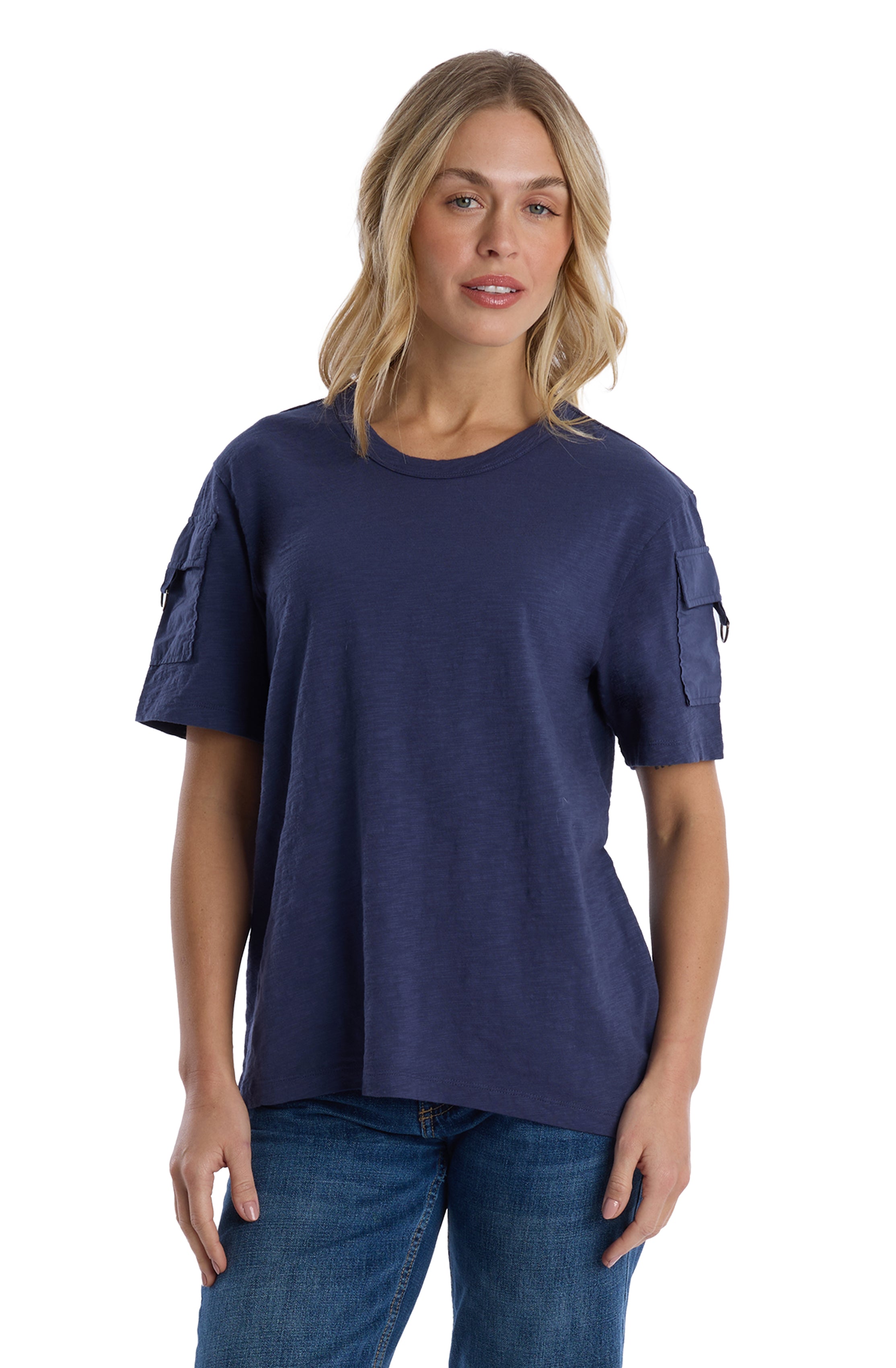 Round neck short sleeve hi-lo