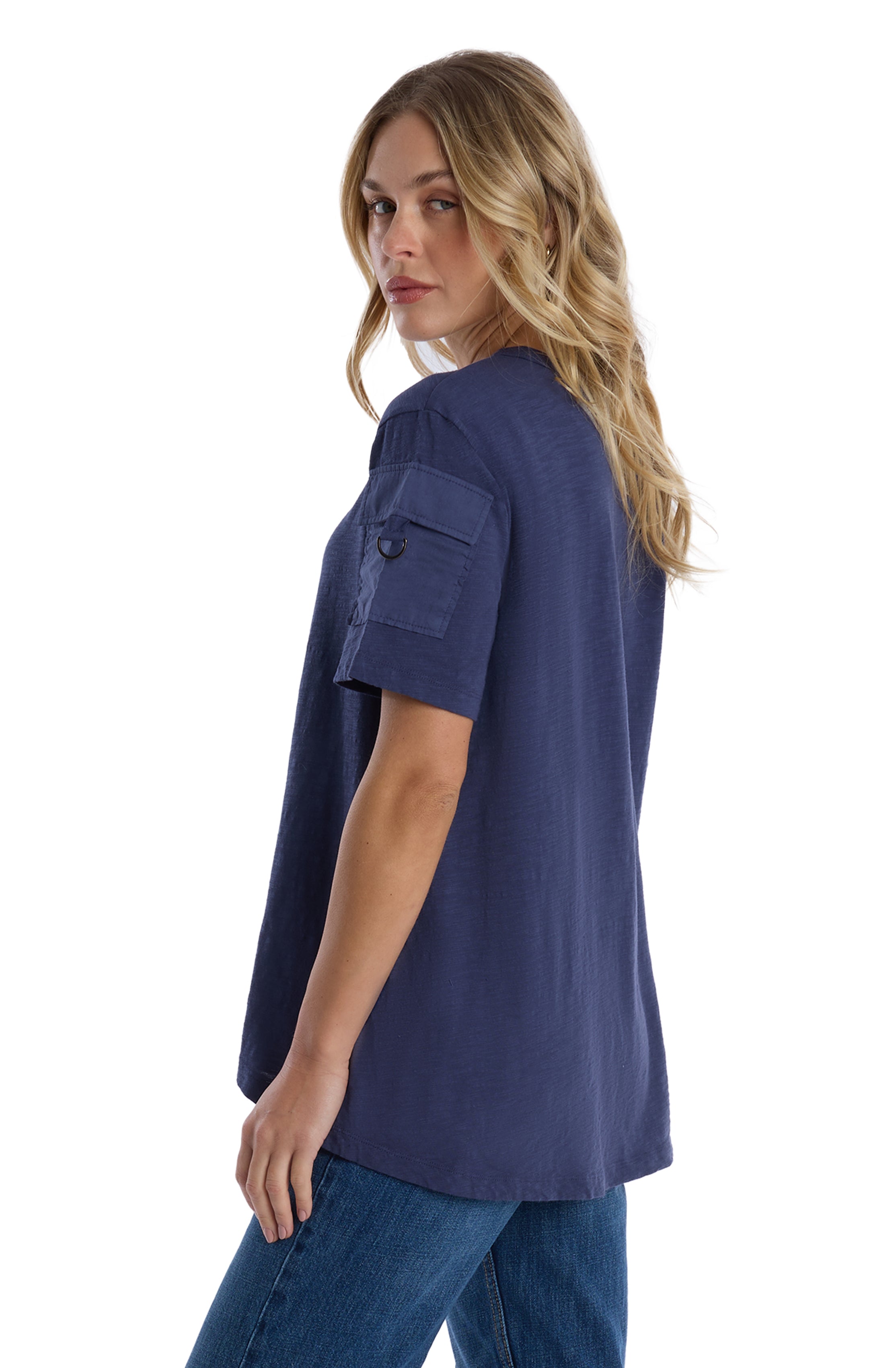 Round neck short sleeve hi-lo