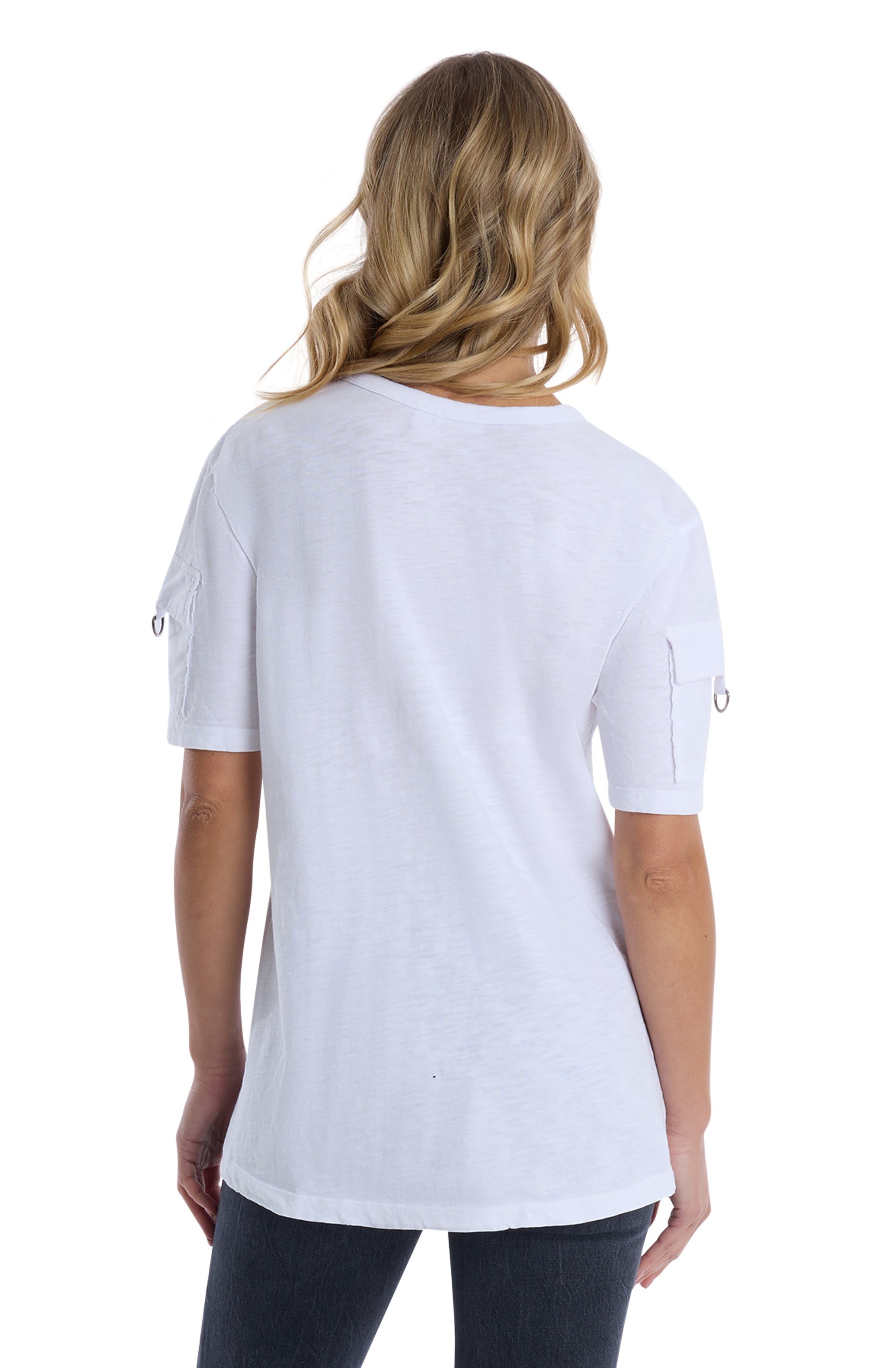 Round neck short sleeve hi-lo