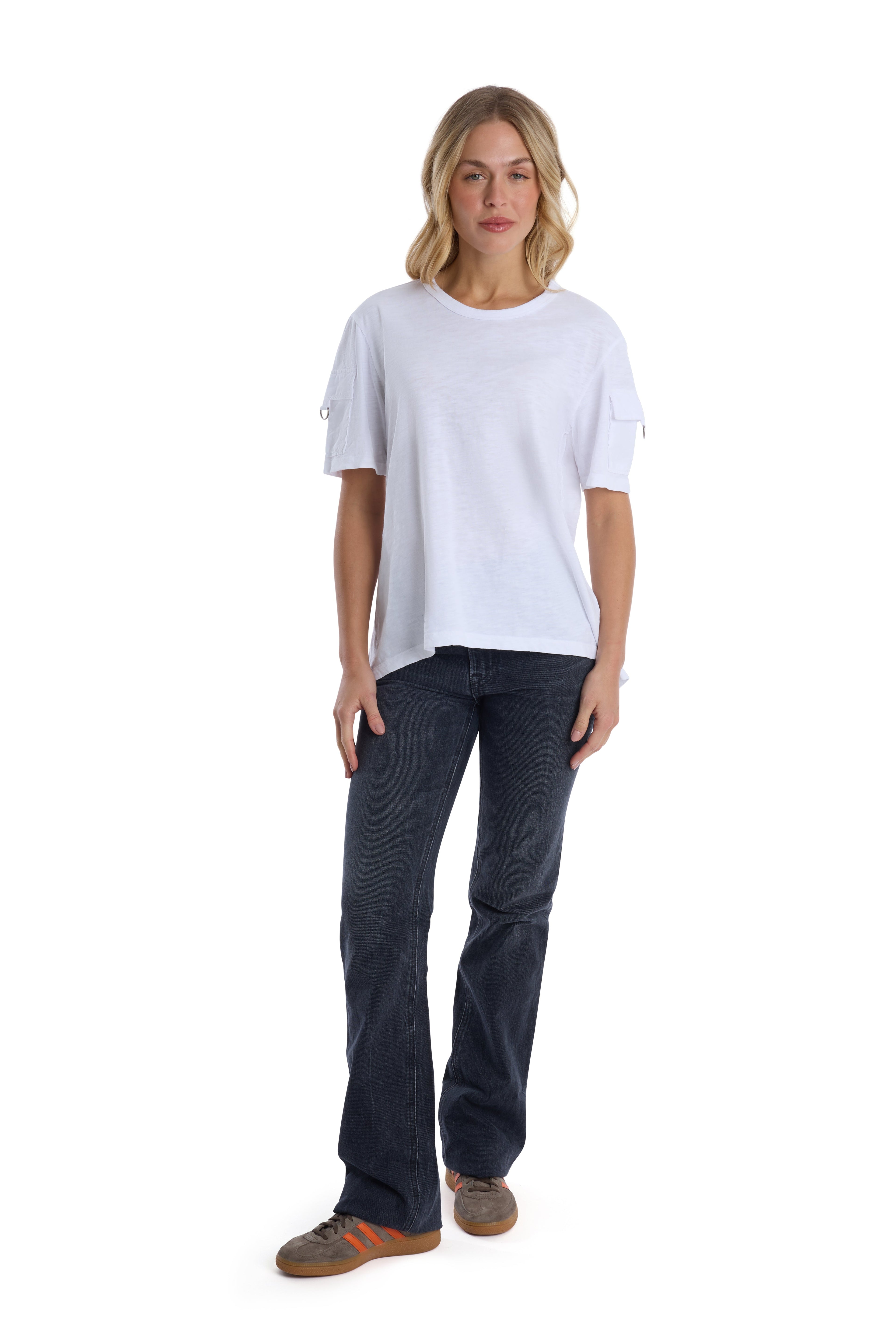 Round neck short sleeve hi-lo