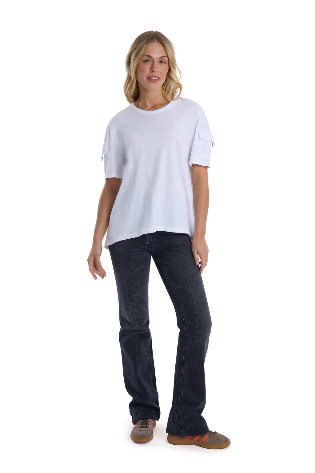 Round neck short sleeve hi-lo