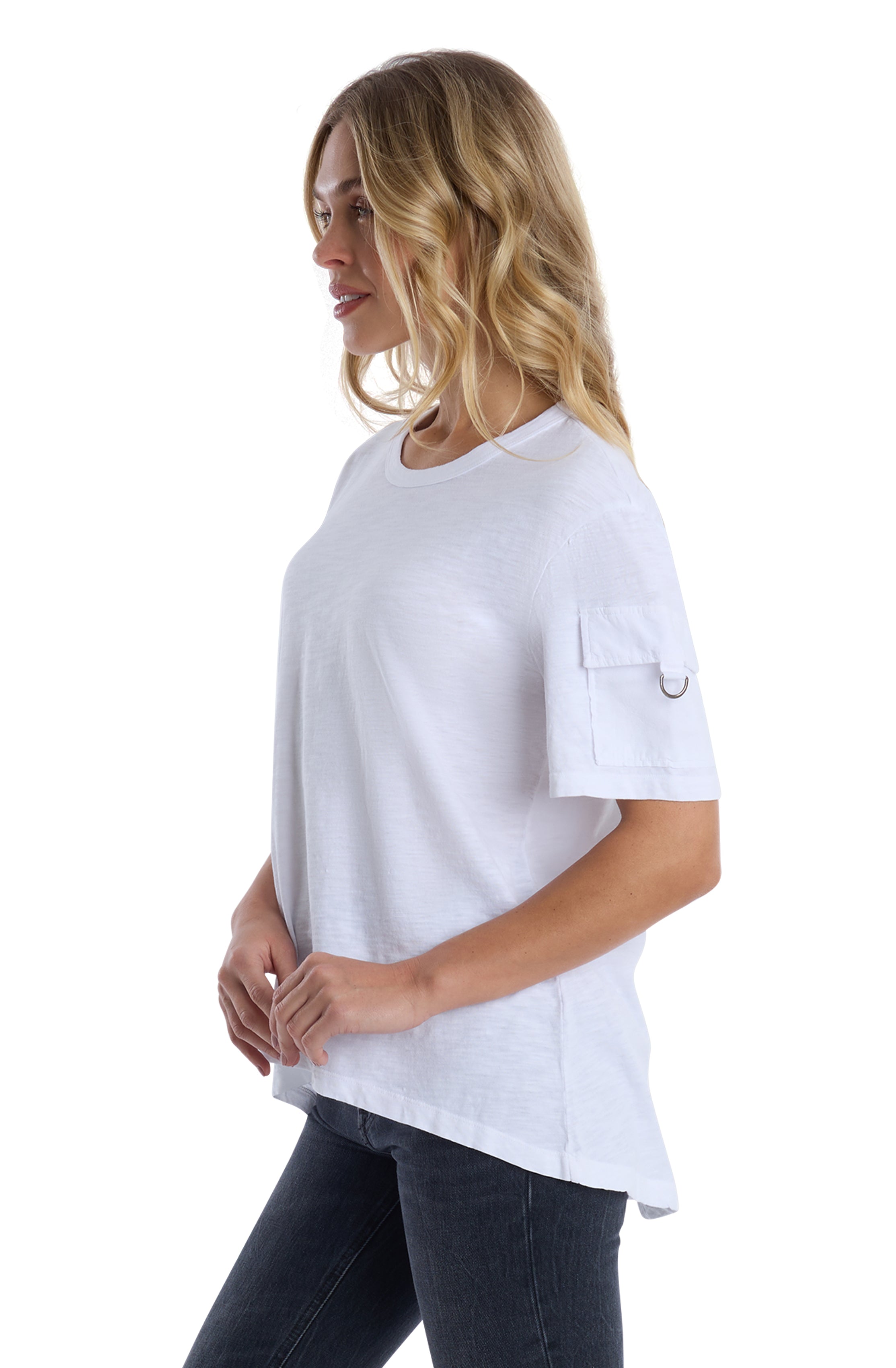 Round neck short sleeve hi-lo