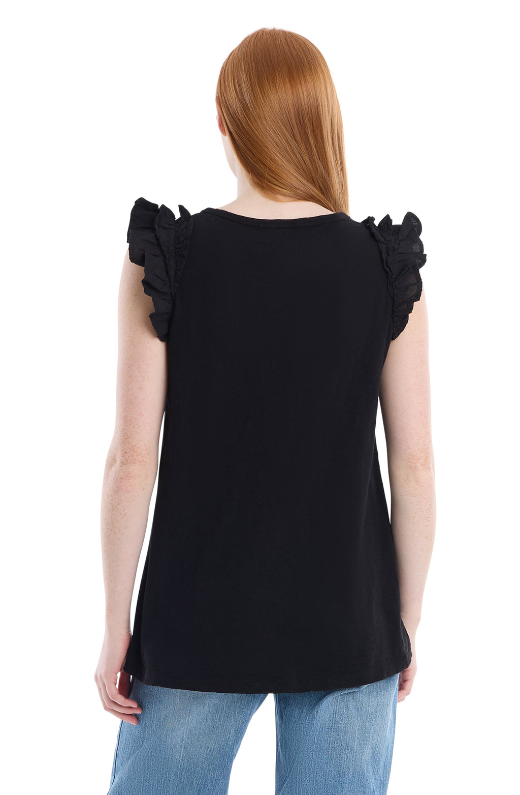 Ruffle shoulder tank tee