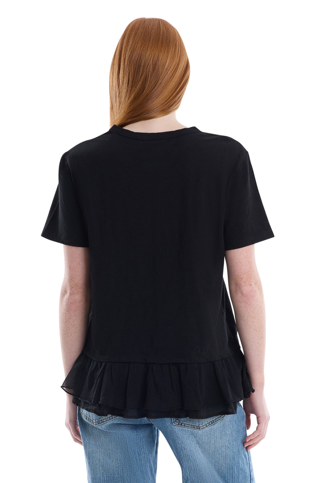 Short sleeve mixed media tee