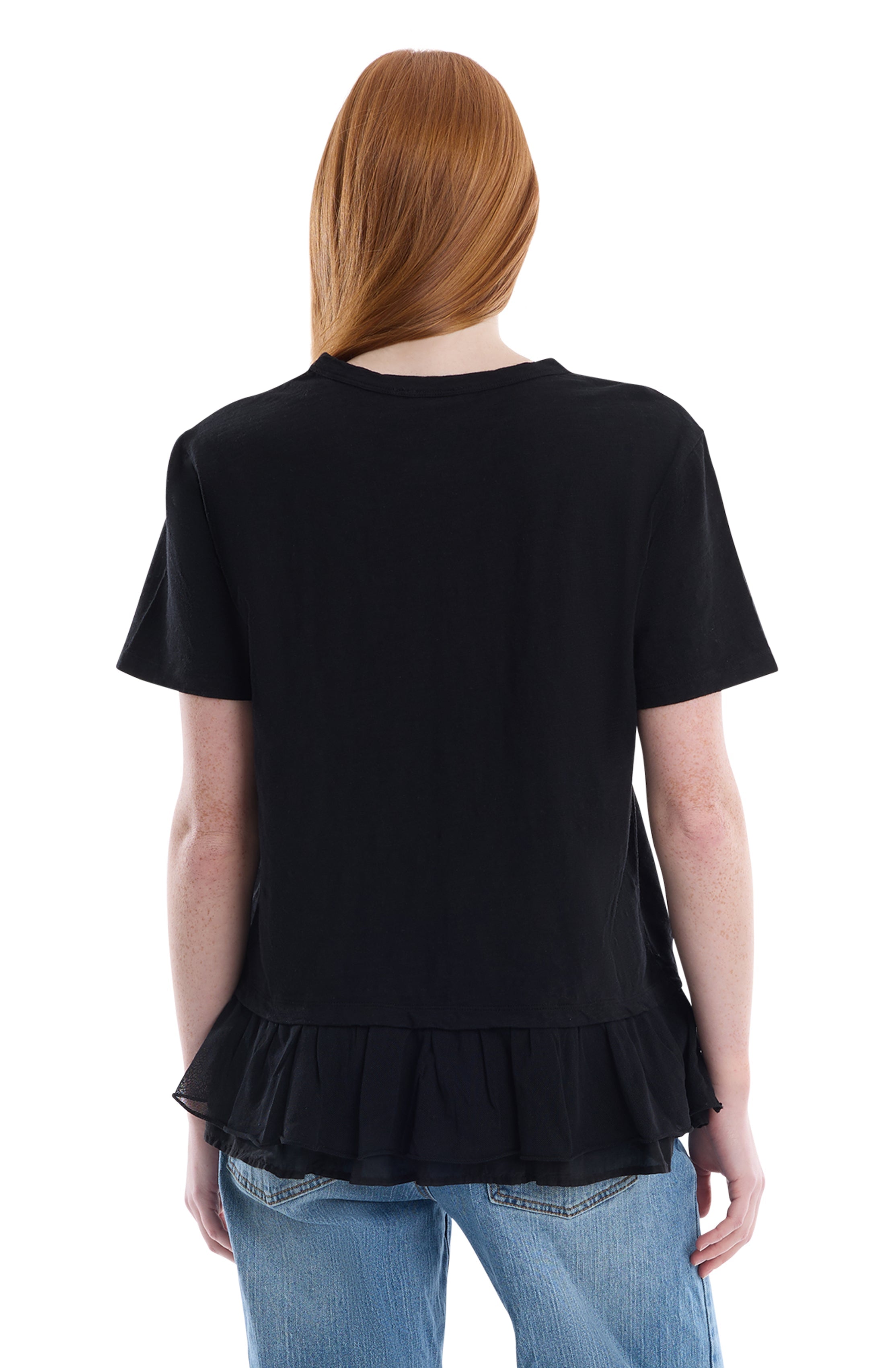 Short sleeve mixed media tee