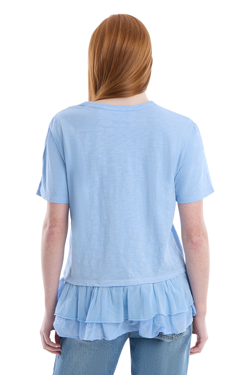 Short sleeve mixed media tee
