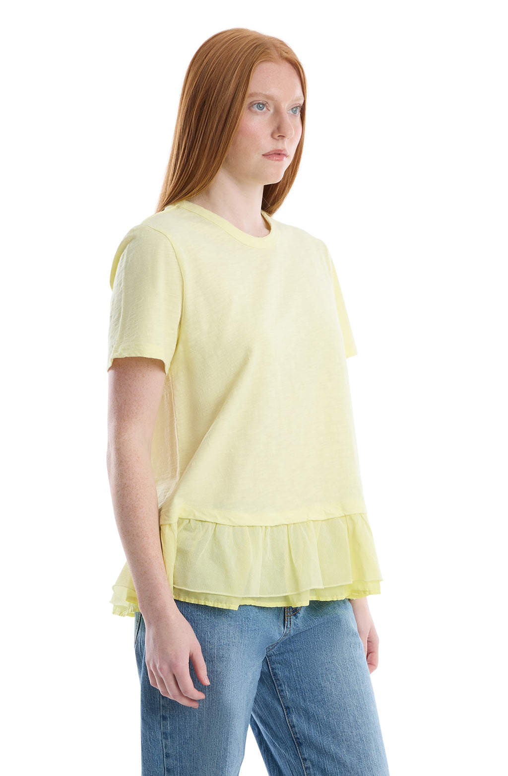 Short sleeve mixed media tee