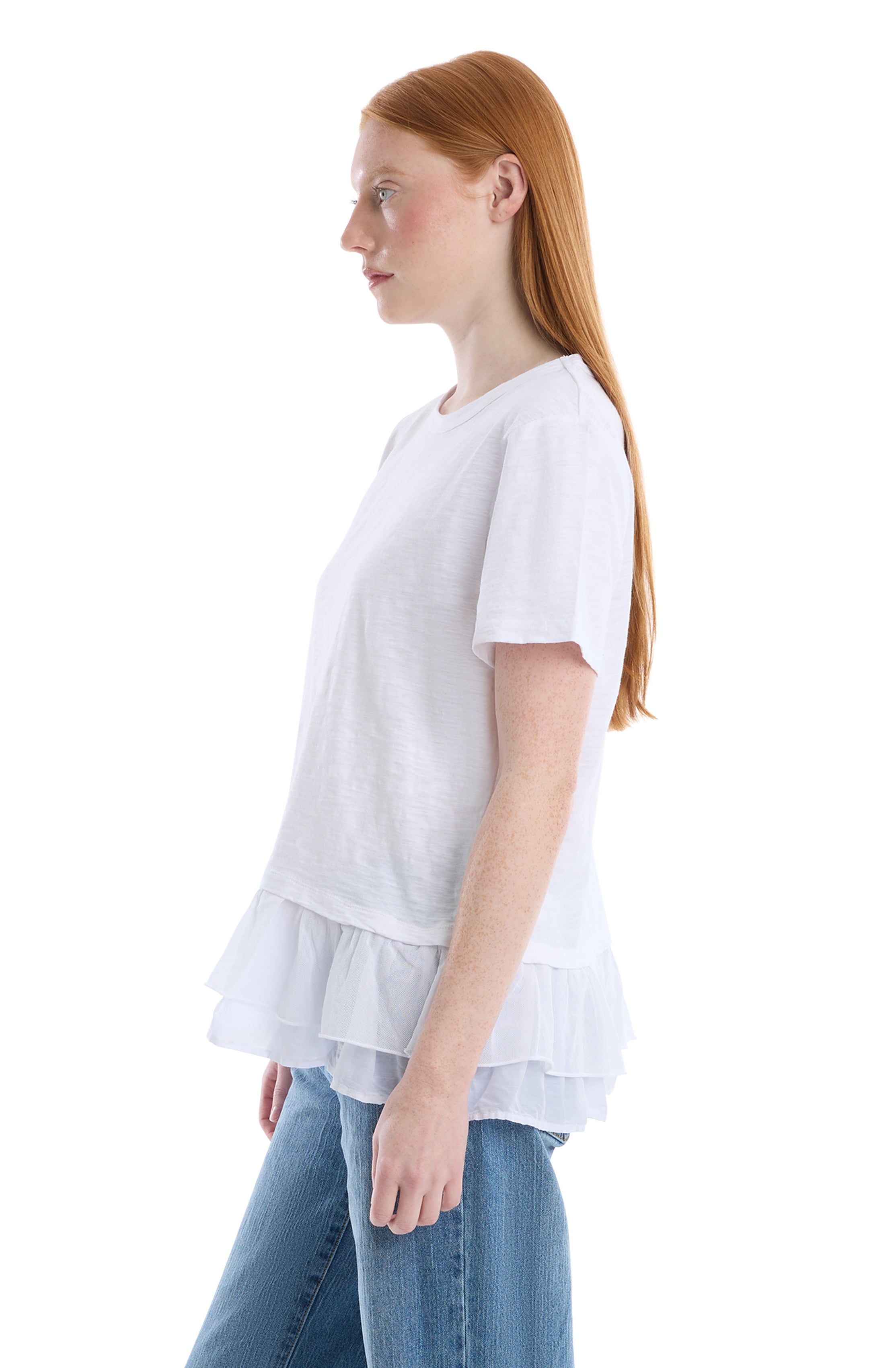 Short sleeve mixed media tee
