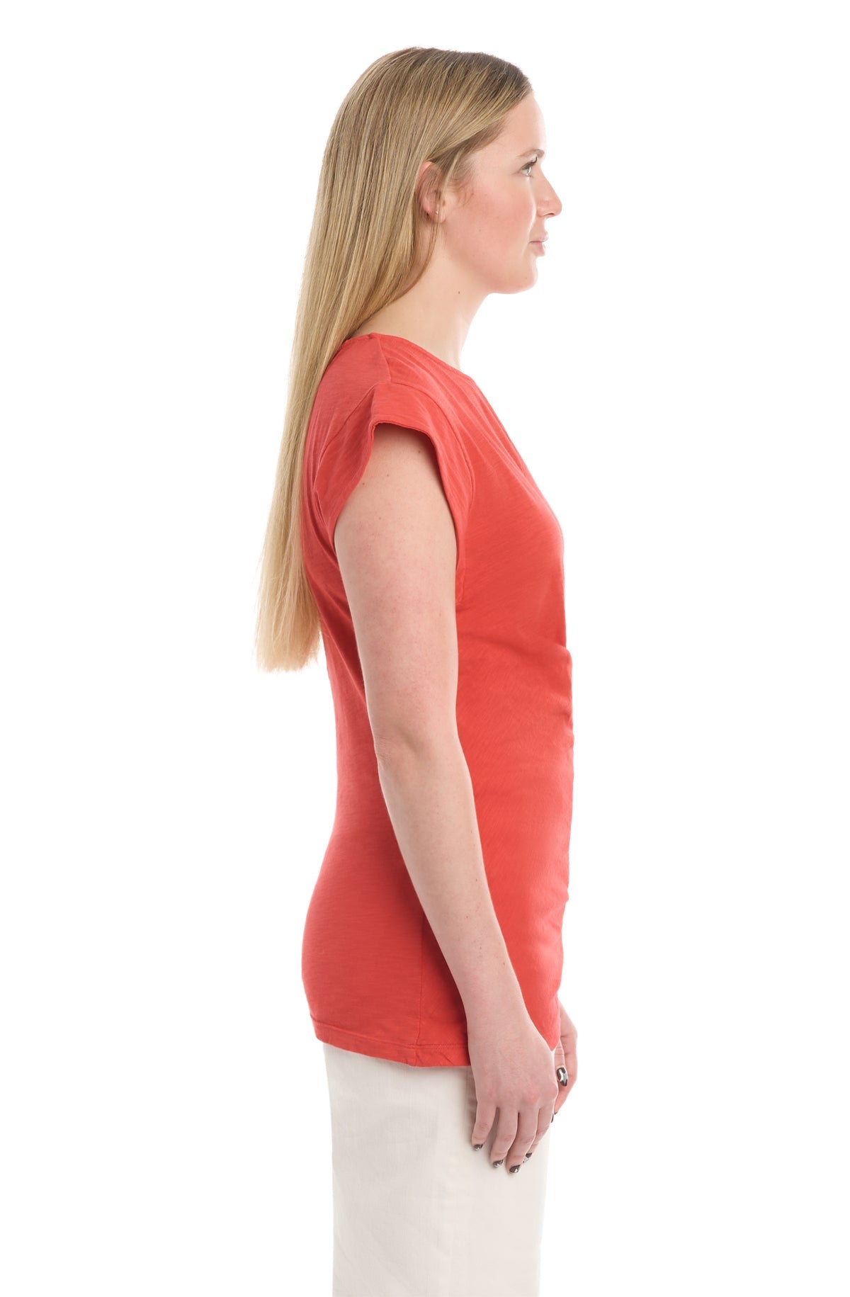 Boat neck rolled cuff