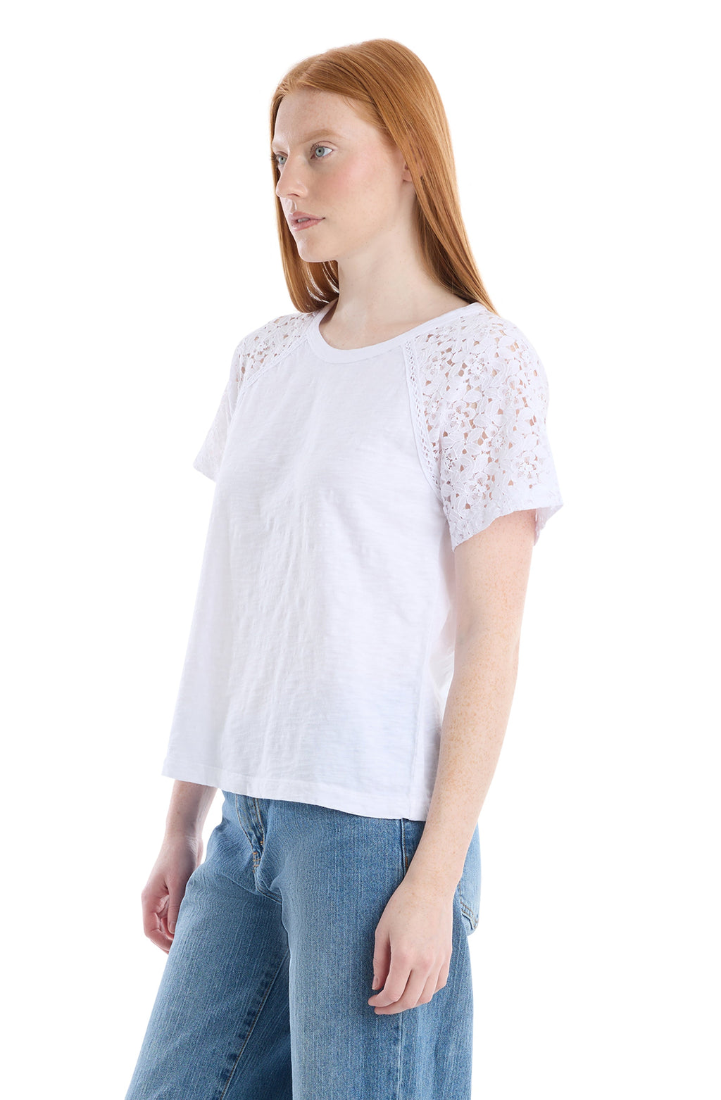 Lace raglan sleeve tee
