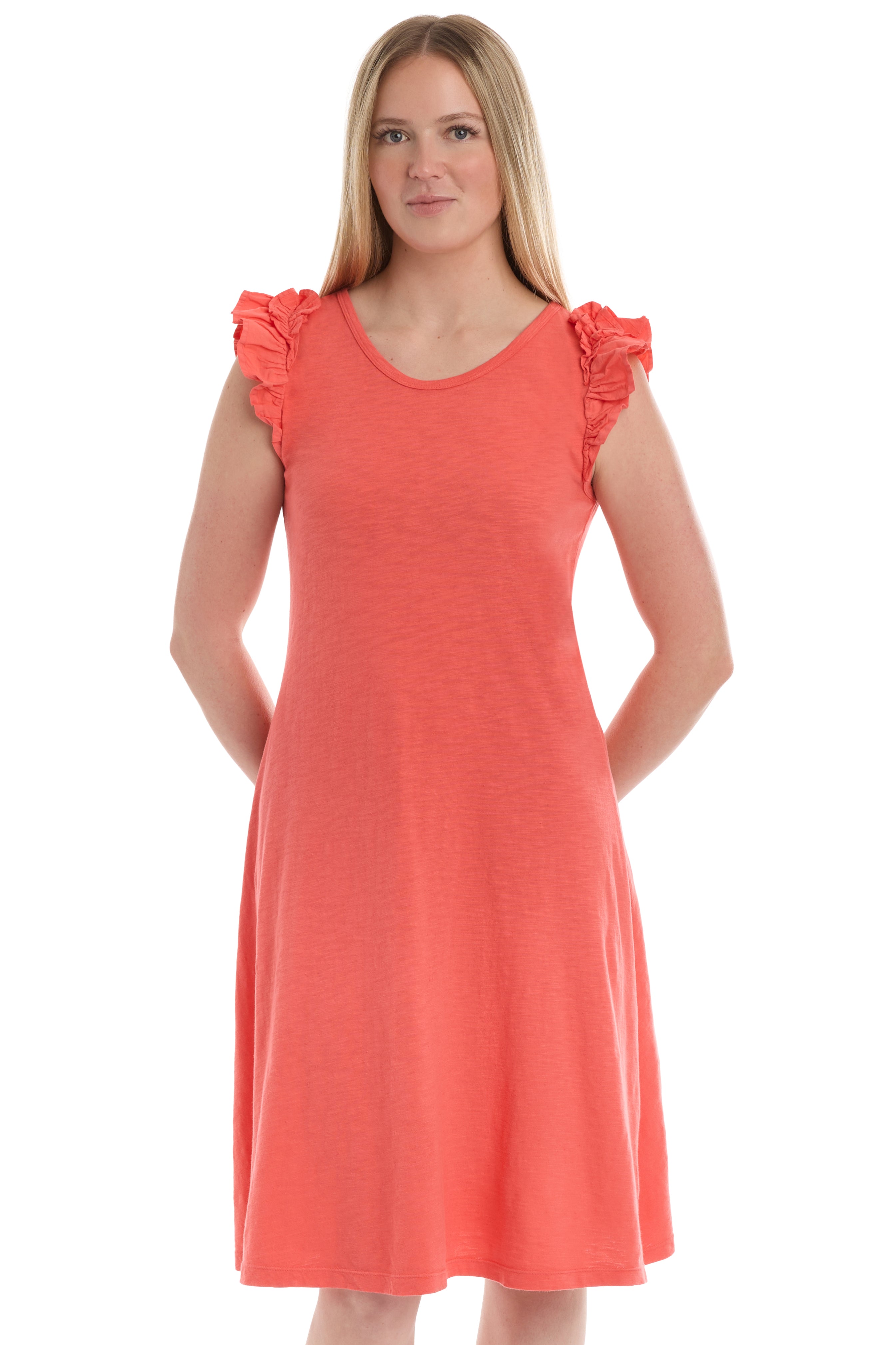 Ruffle shoulder tank dress
