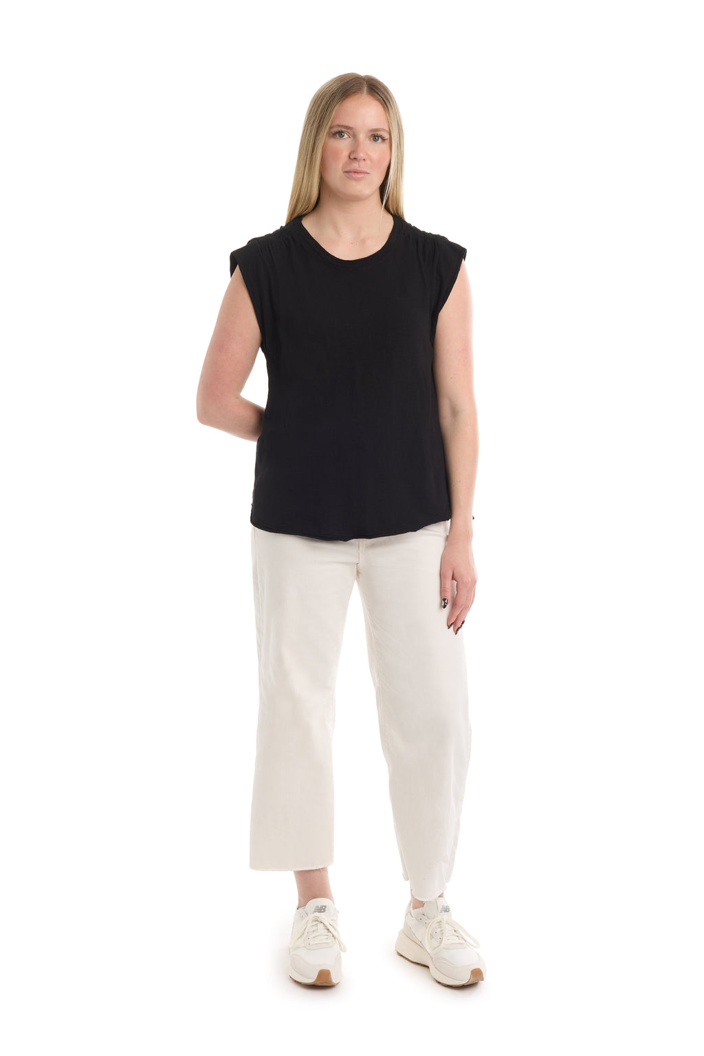 Ruched shoulder tee