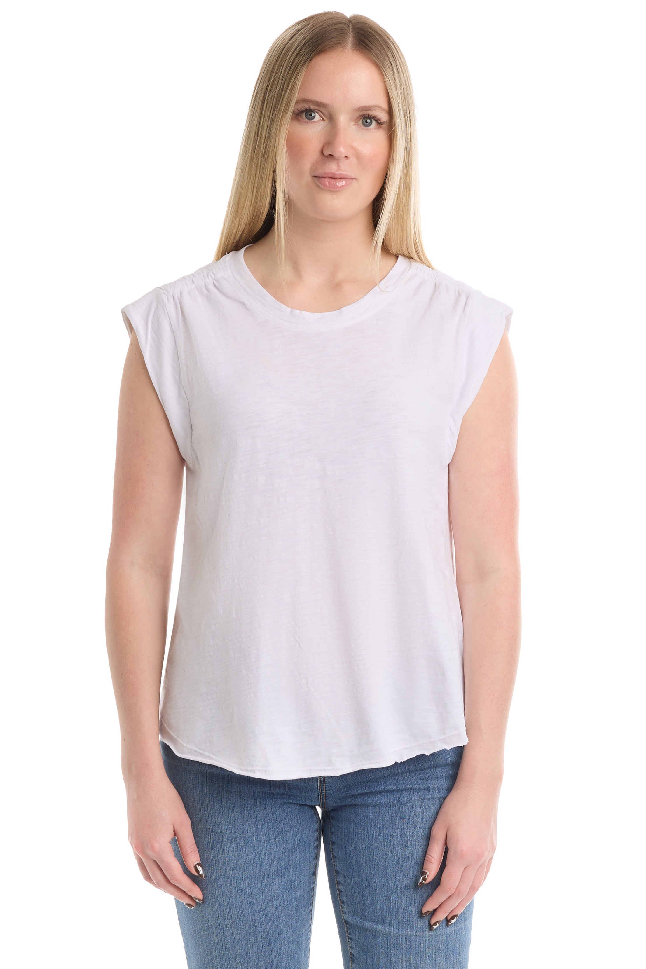 Ruched shoulder tee