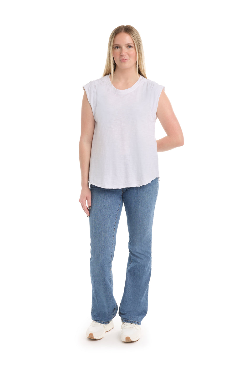 Ruched shoulder tee