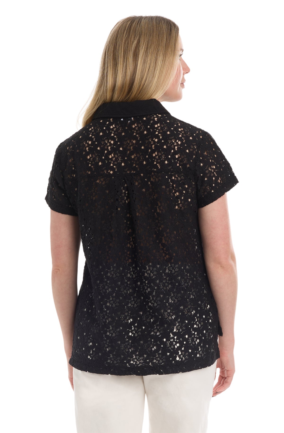 Short sleeve lace polo