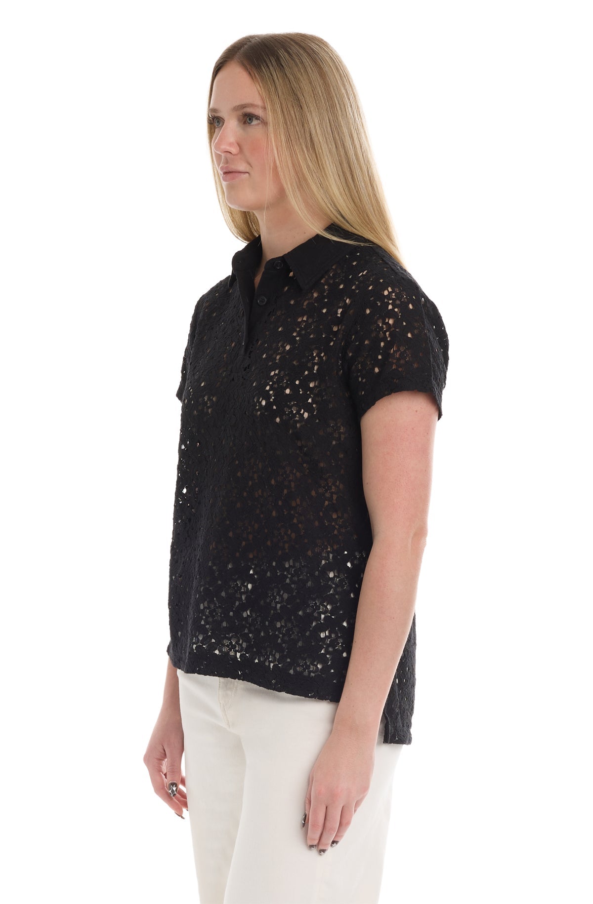 Short sleeve lace polo