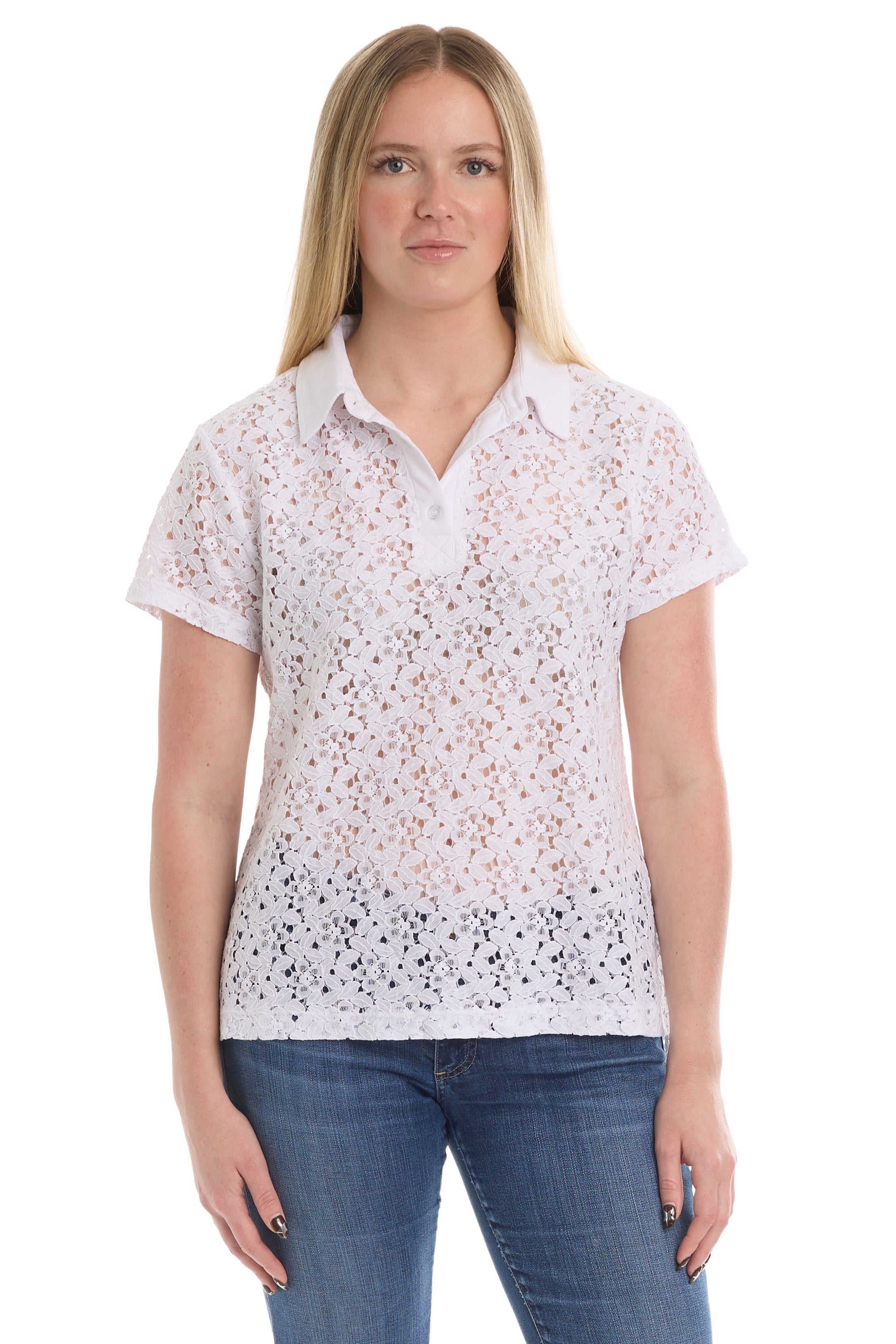 Short sleeve lace polo