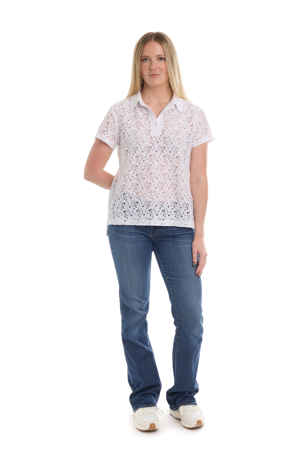 Short sleeve lace polo