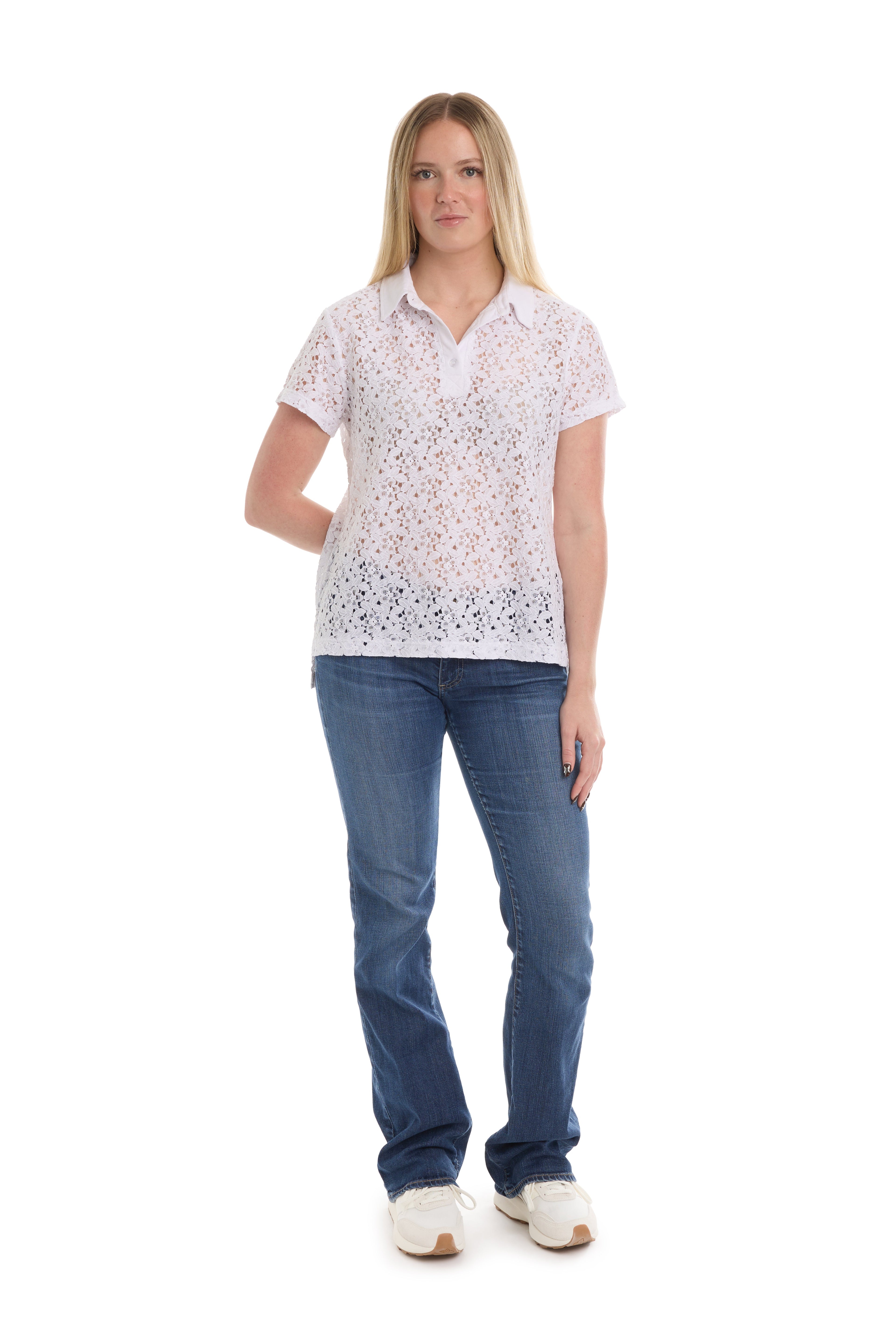 Short sleeve lace polo