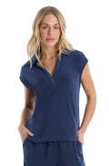 Polo top with crochet trim