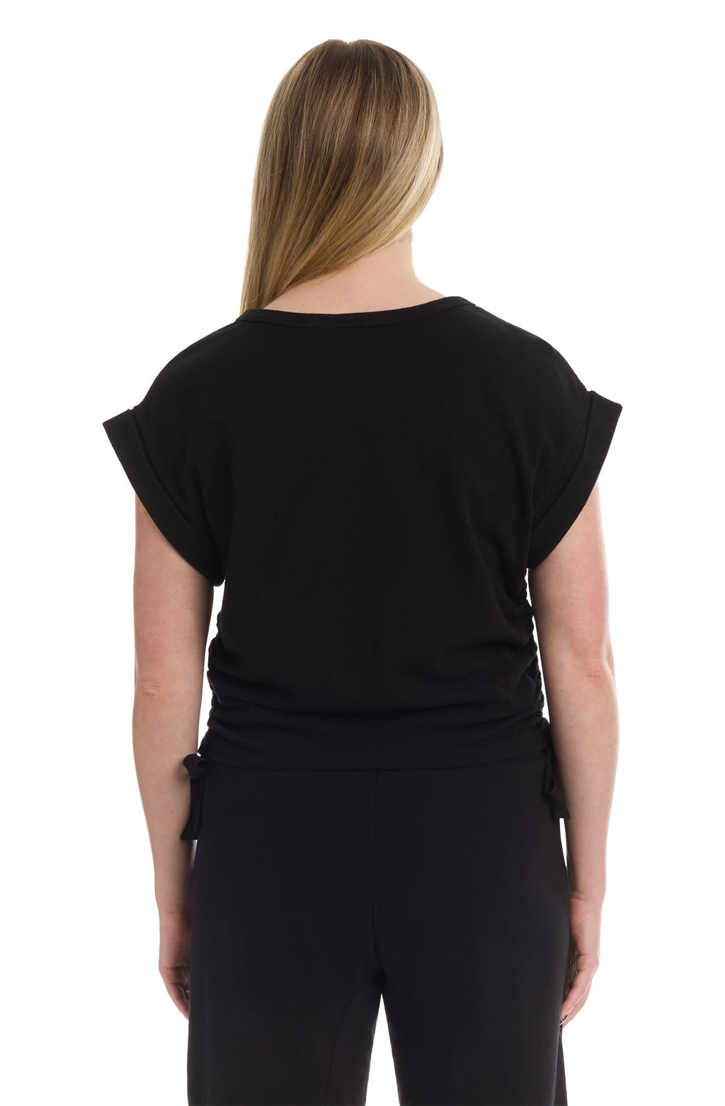 Round neck side drawstrings