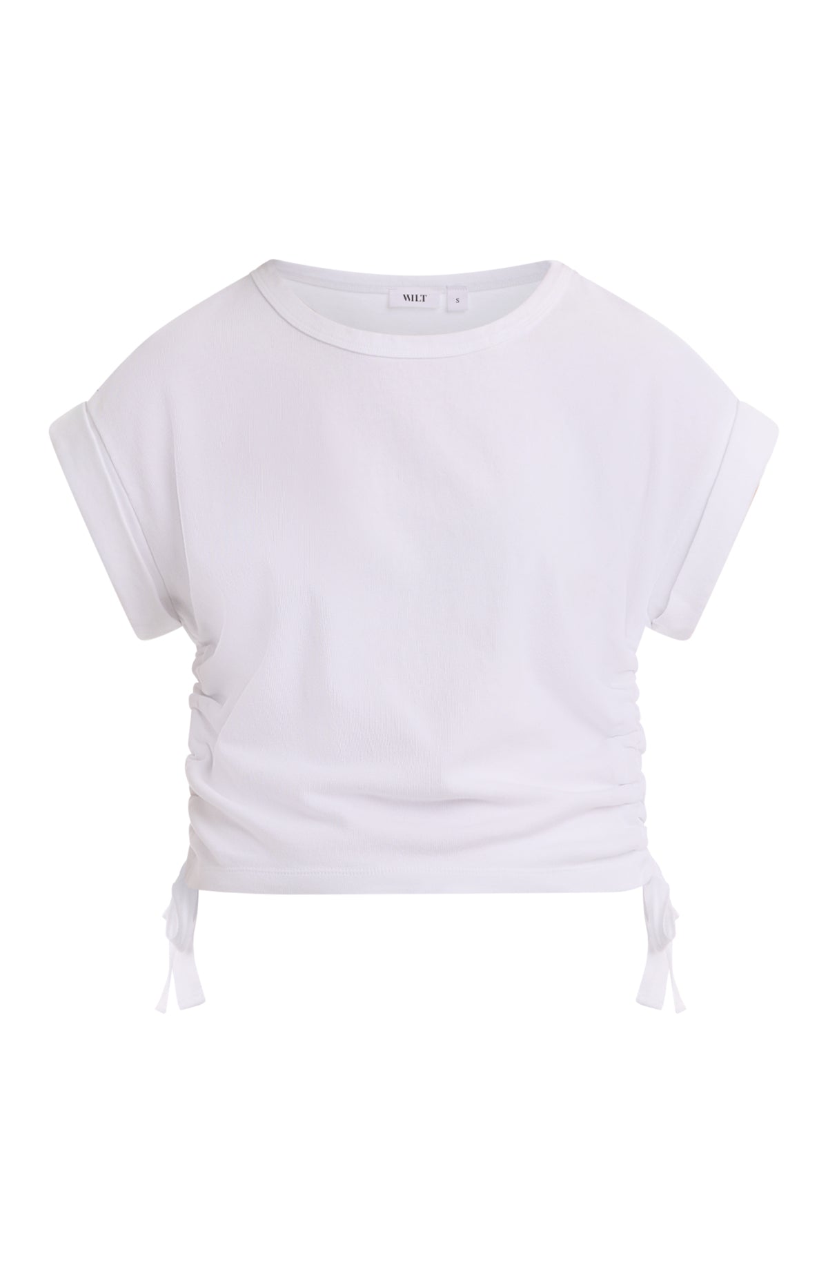 Round neck side drawstrings