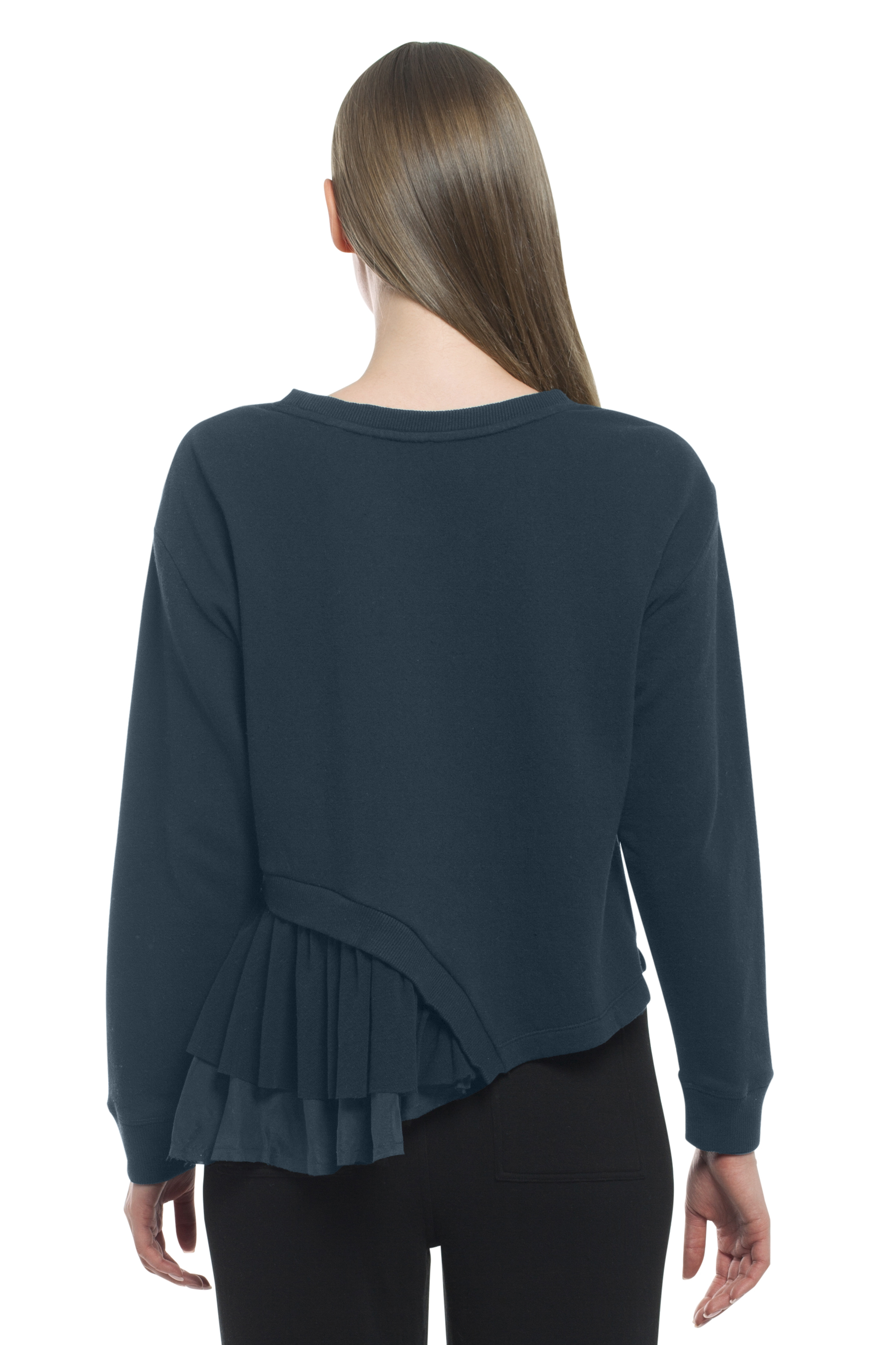 Round Neck Mix Media Sweatshirt