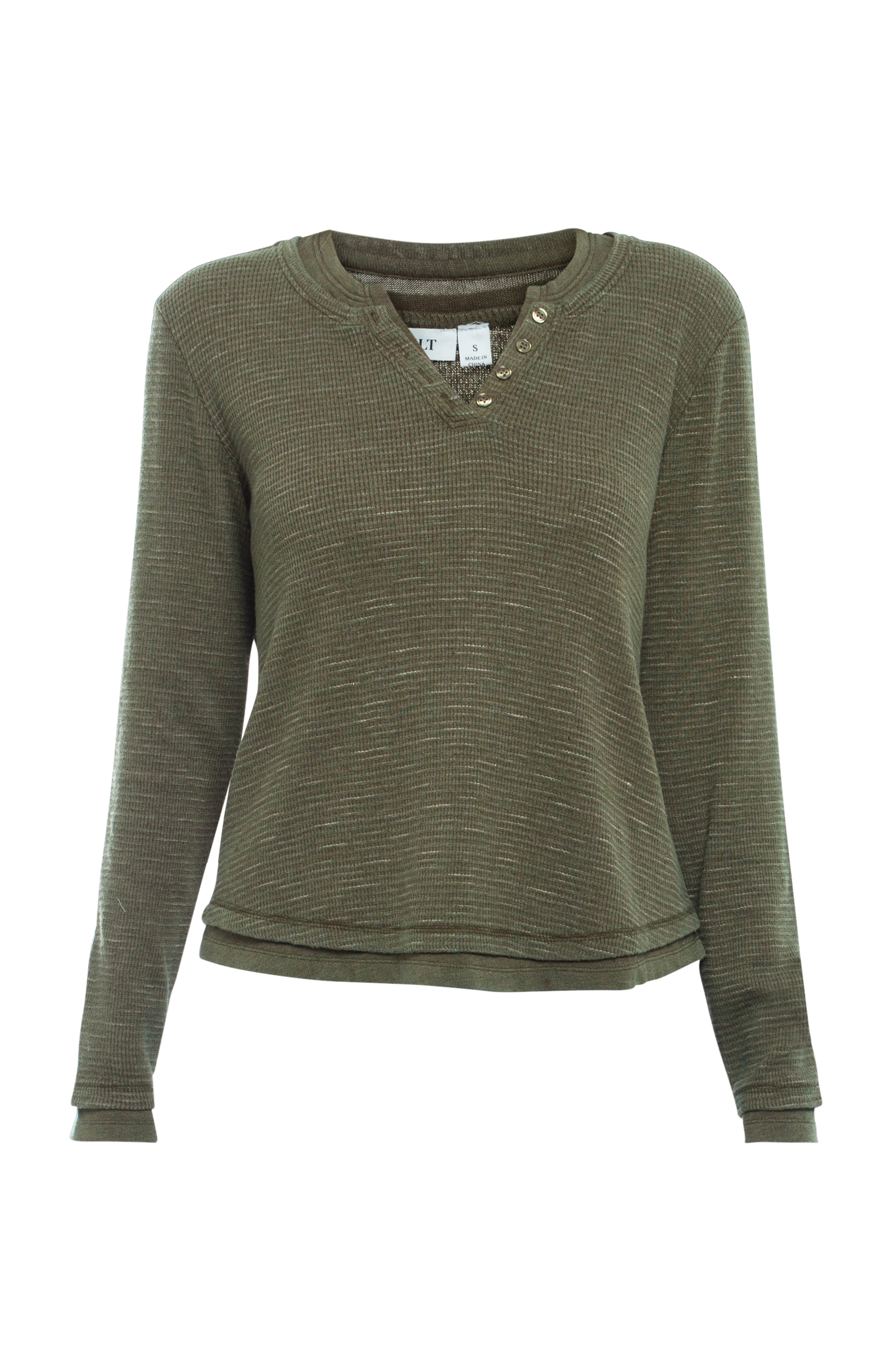 Long Sleeve Henley Mock Tee