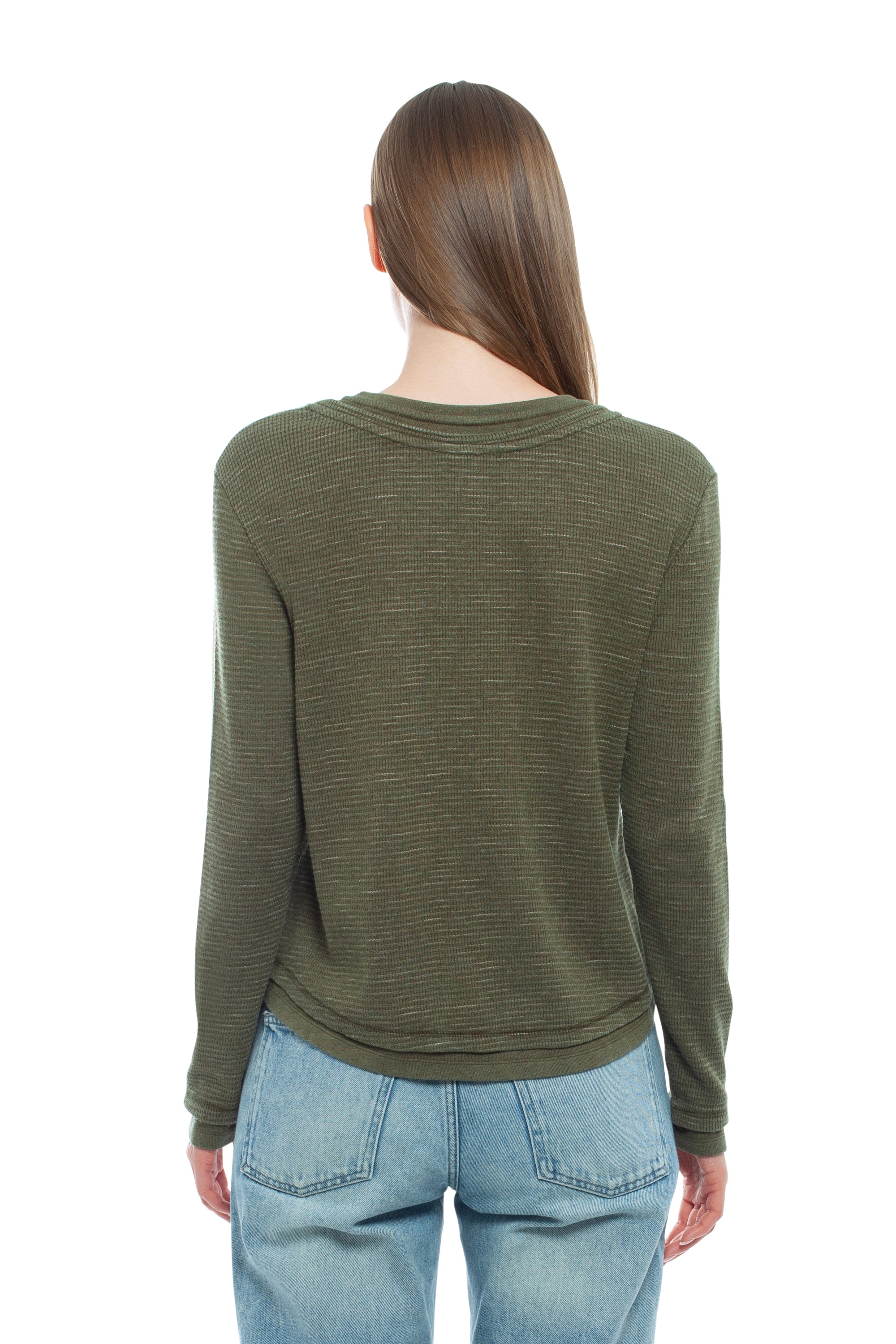 Long Sleeve Henley Mock Tee