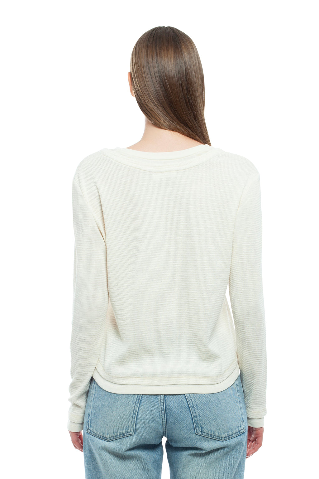Long Sleeve Henley Mock Tee